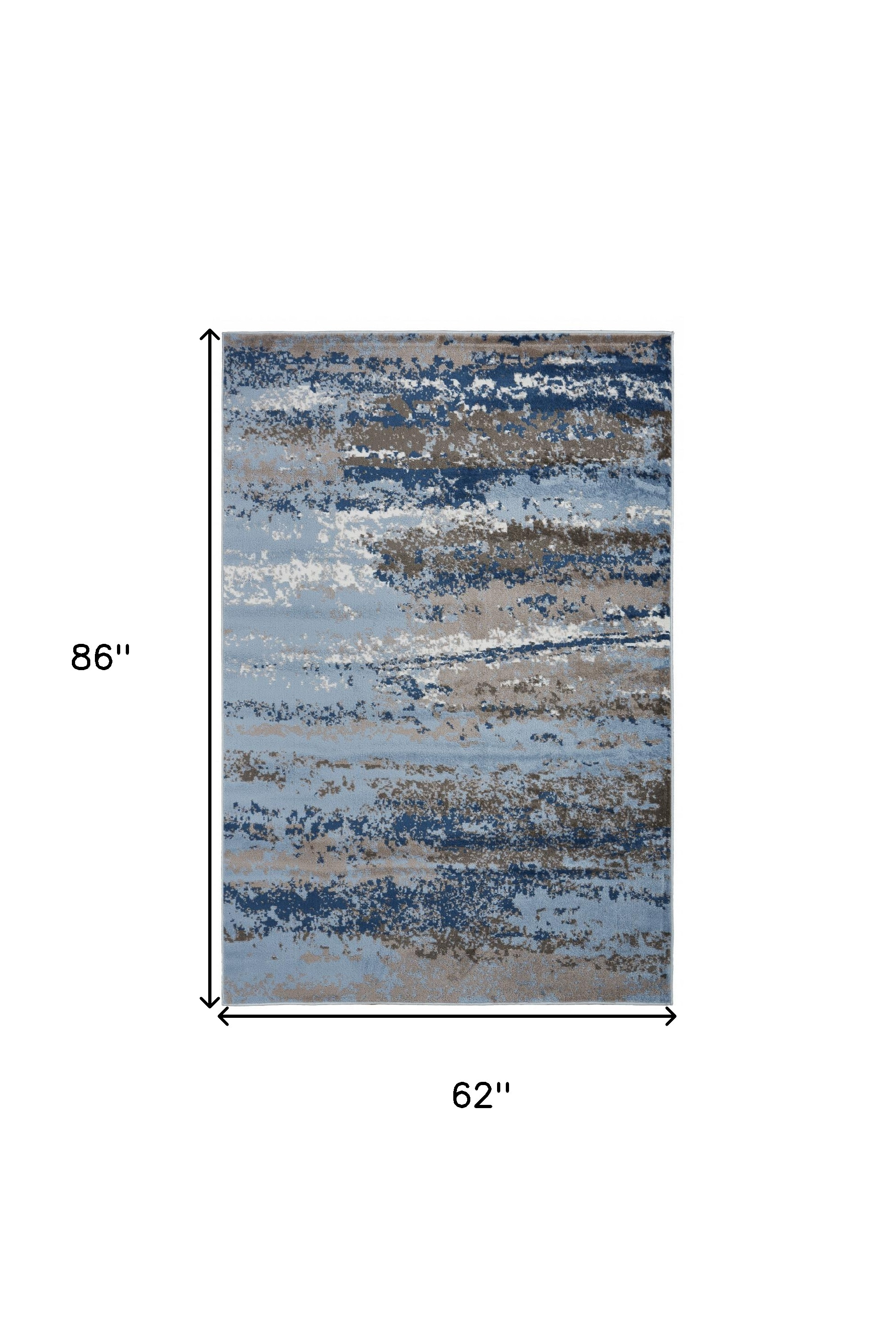 5" X 7" Blue Abstract Area Rug