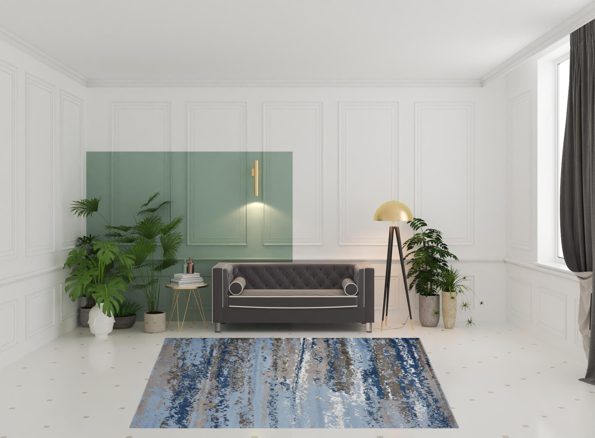 8" X 10" Blue Abstract Area Rug