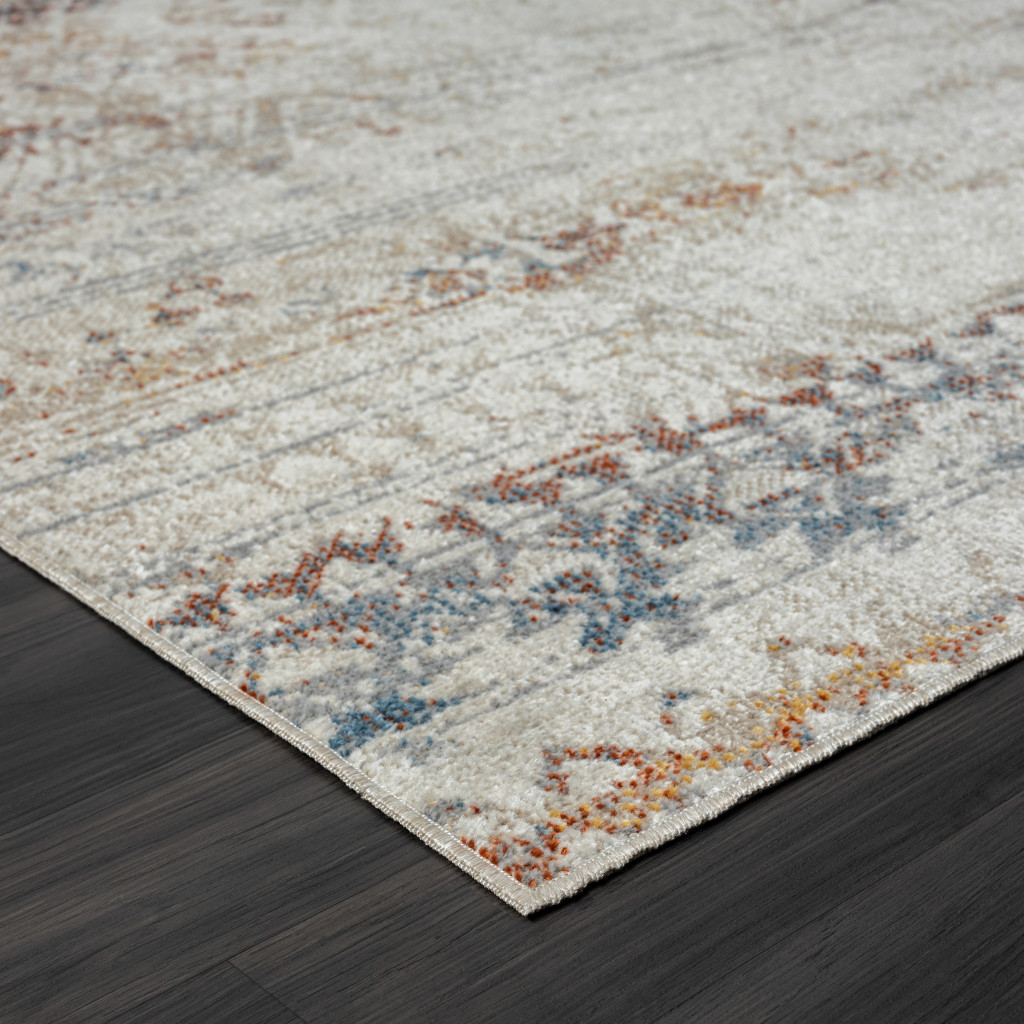 8" X 10" Ivory Tribal Distressed Washable Area Rug