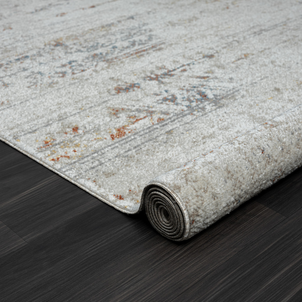 8" X 10" Ivory Tribal Distressed Washable Area Rug