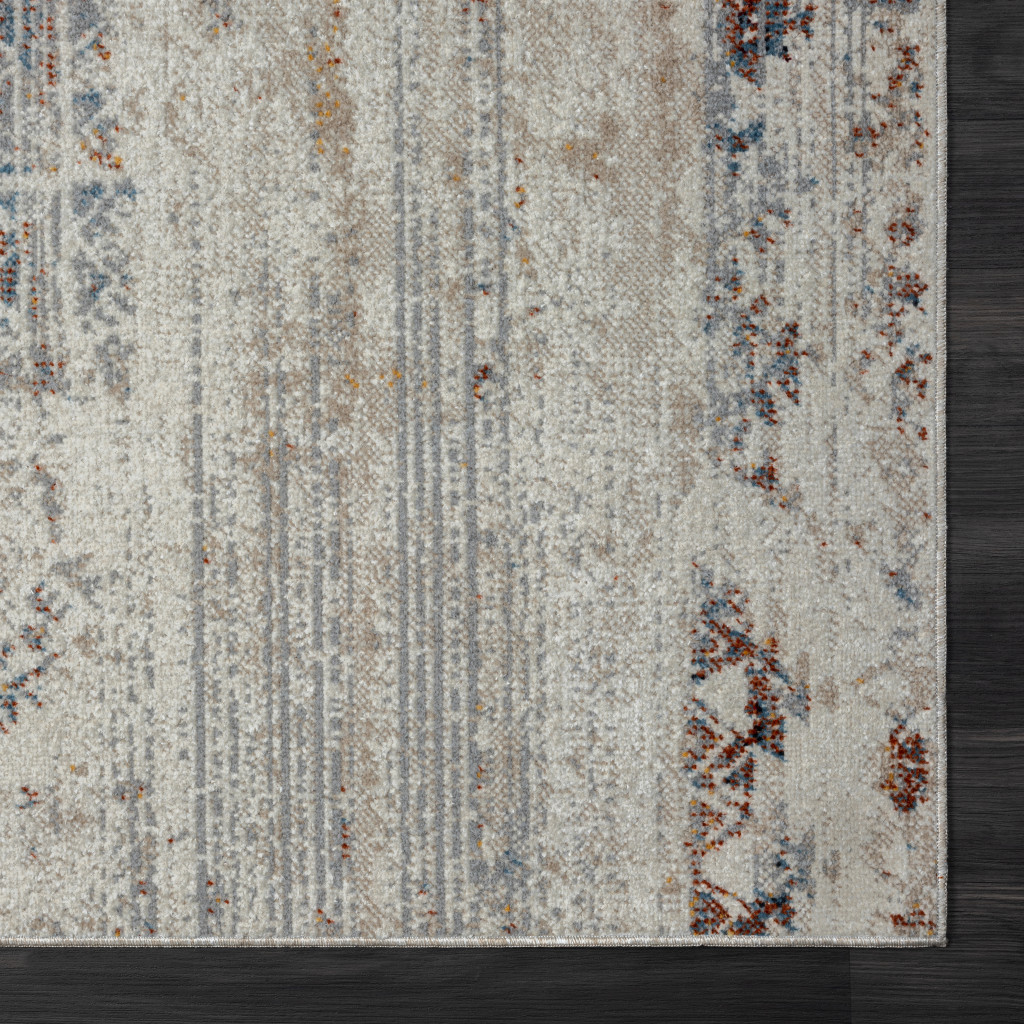 8" X 10" Ivory Tribal Distressed Washable Area Rug