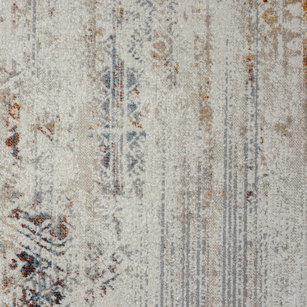 8" X 10" Ivory Tribal Distressed Washable Area Rug