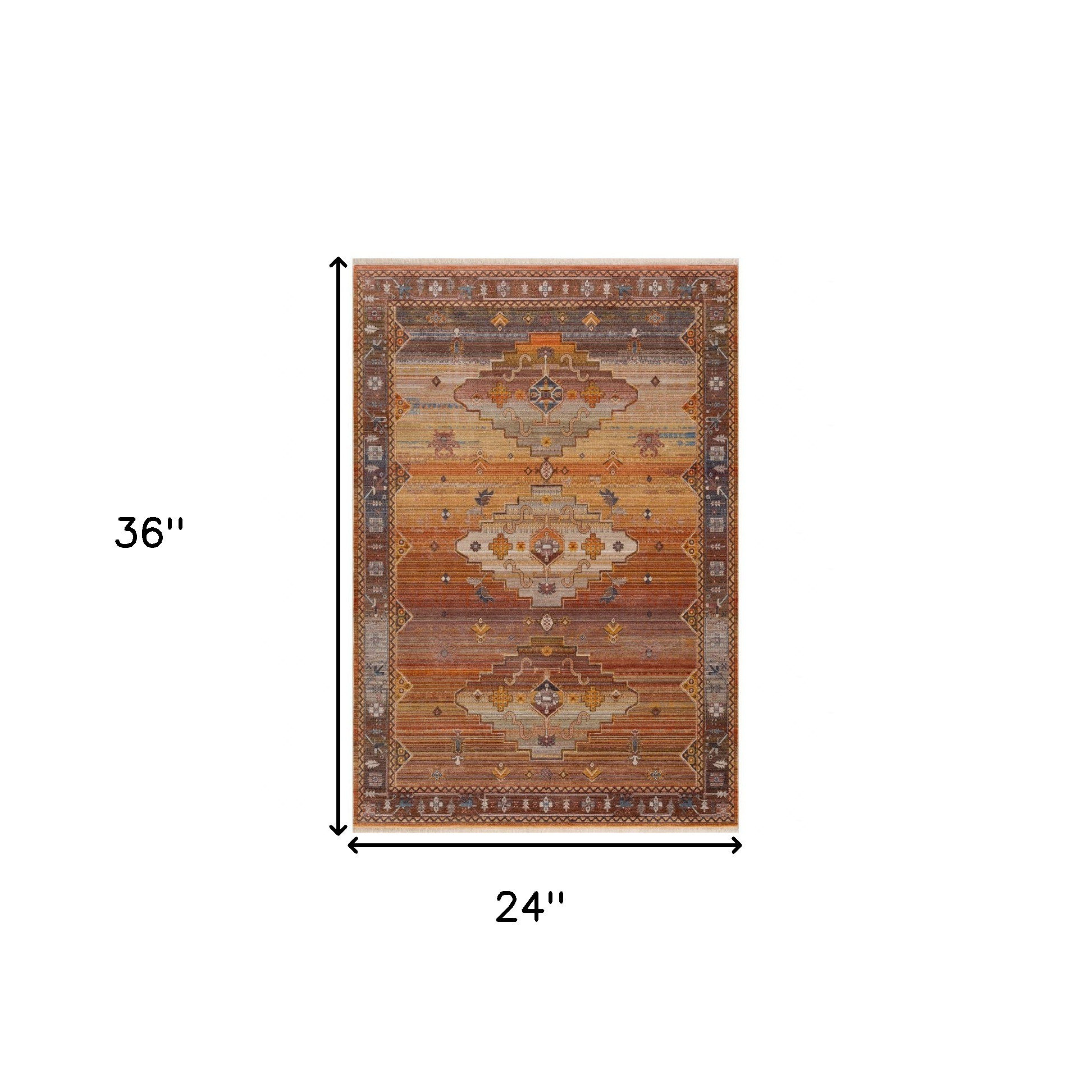2" X 3" Brown Southwestern Area Rug