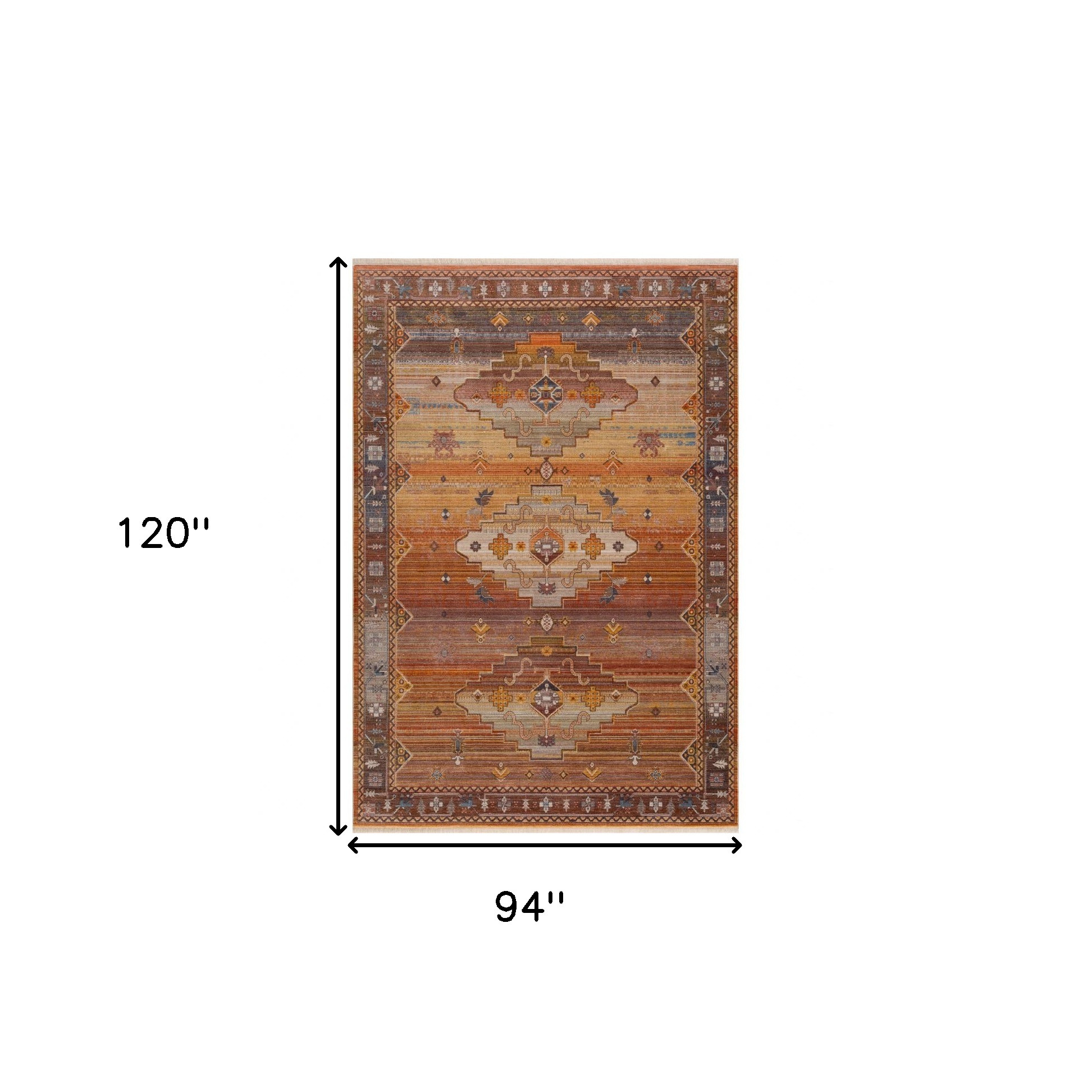 8" X 10" Brown Southwestern Area Rug
