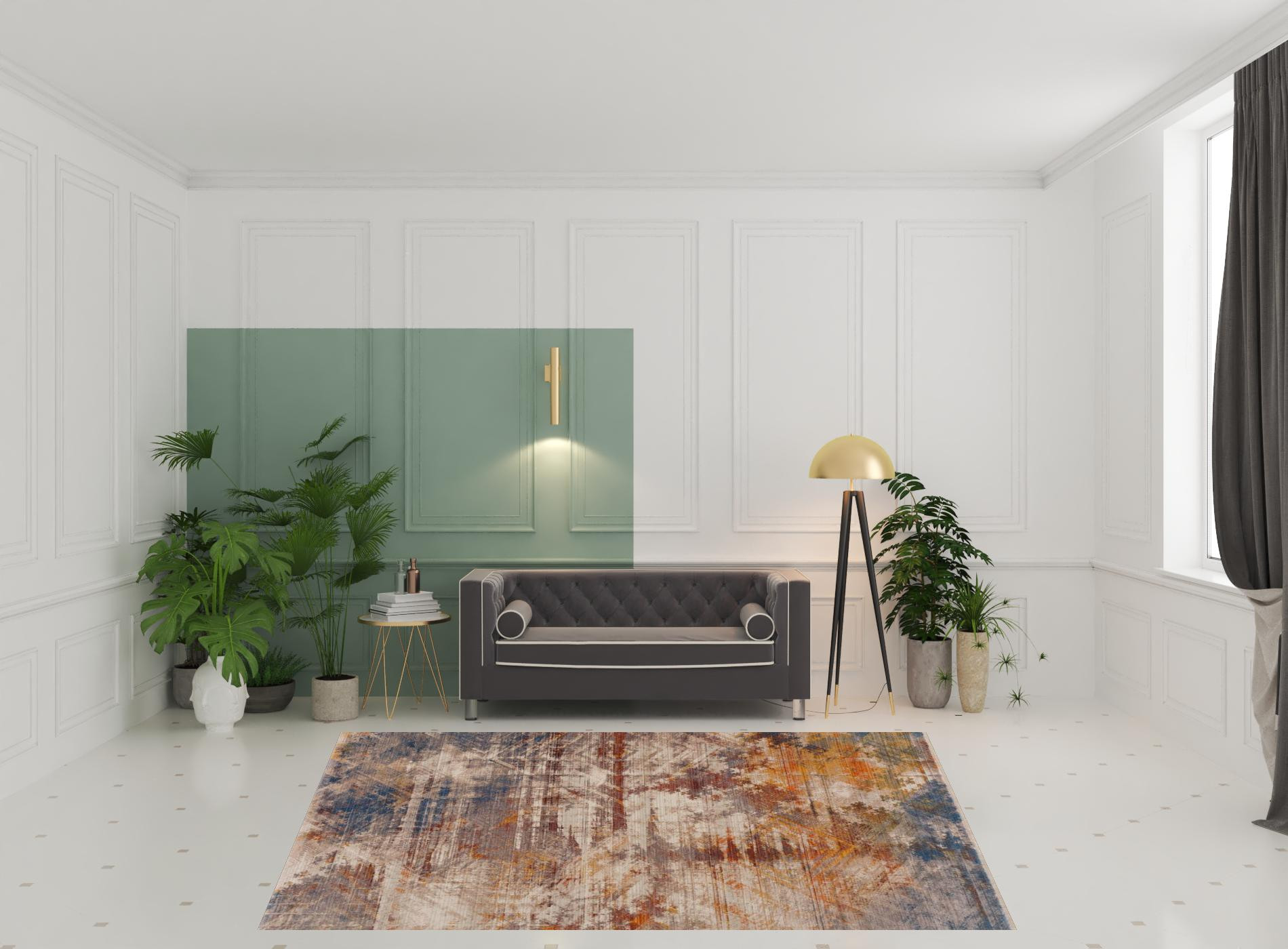 8" X 10" Gray Abstract Distressed Area Rug