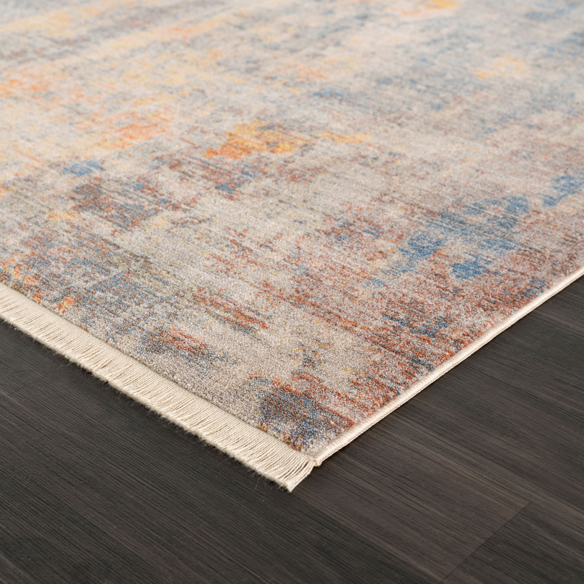 2" X 3" Beige Abstract Distressed Area Rug