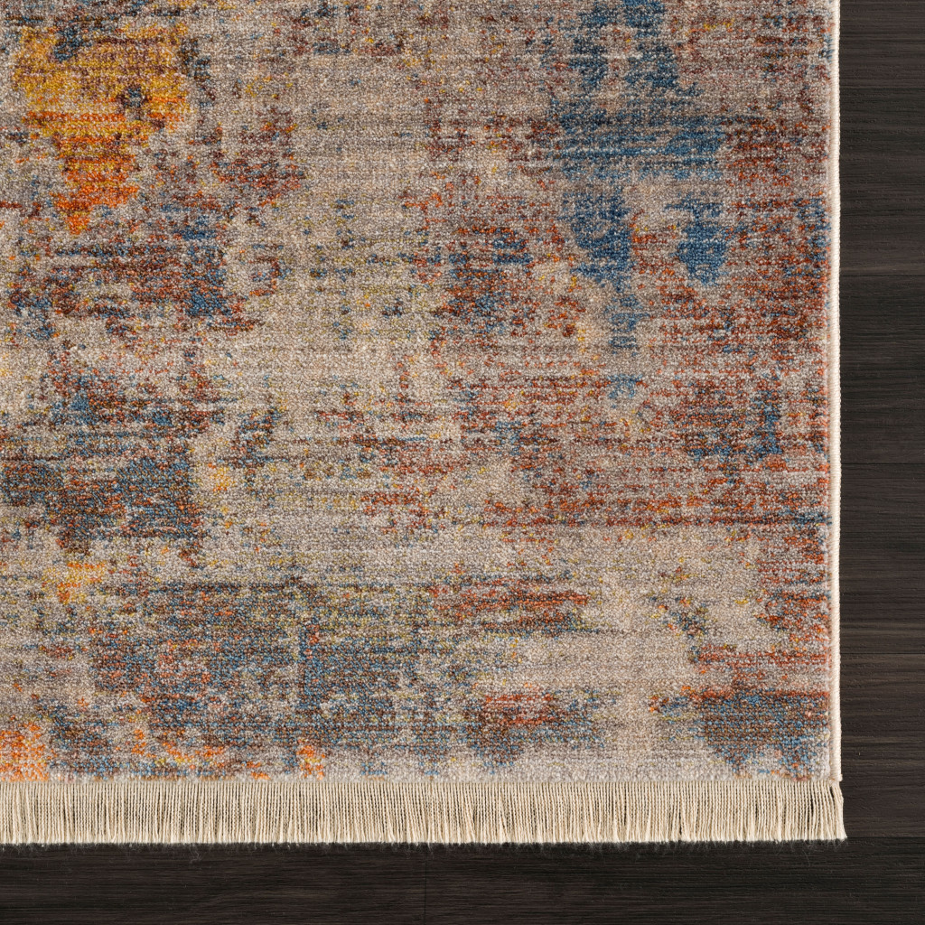 2" X 3" Beige Abstract Distressed Area Rug