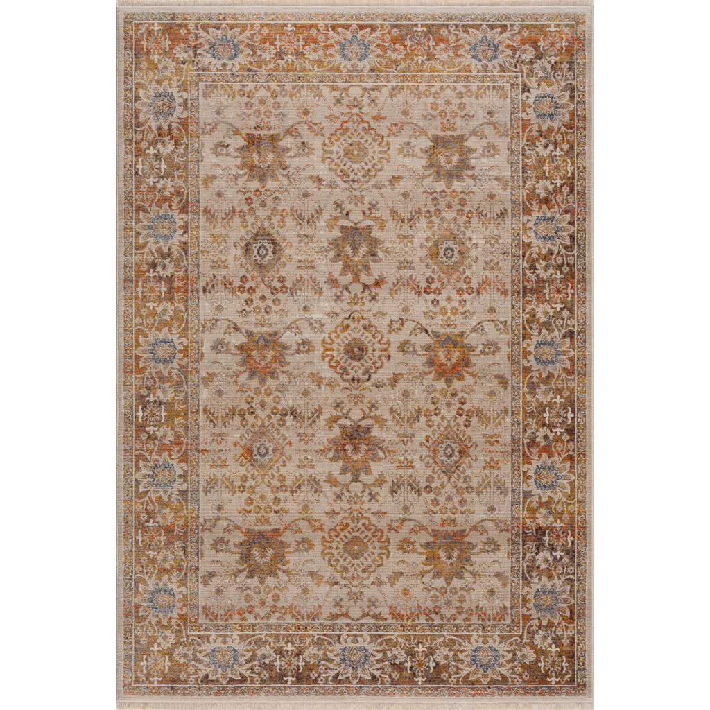 8" X 10" Ivory Oriental Area Rug