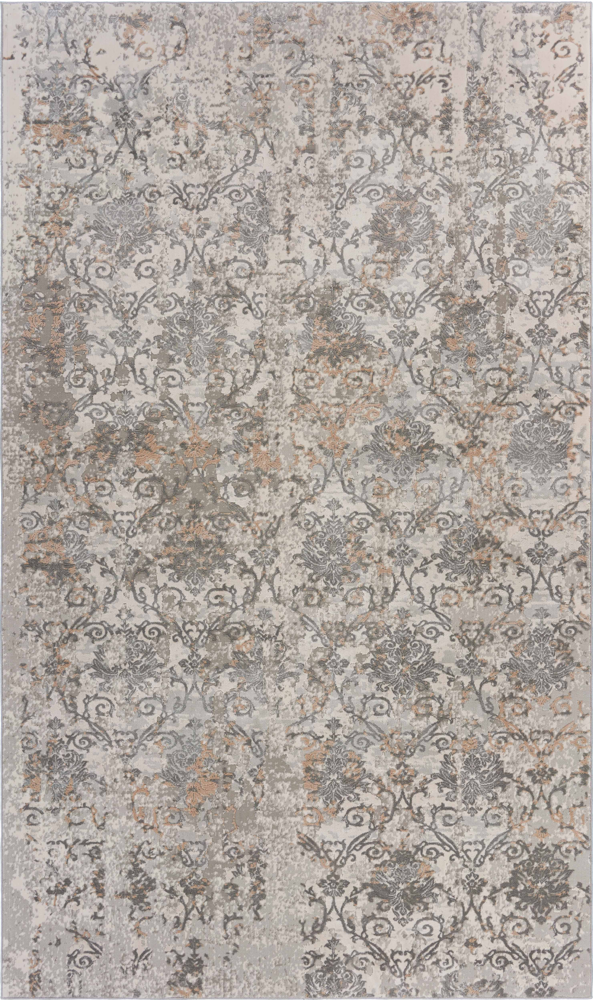 5' X 8' Cream Abstract Distressed Area Rug-515986-1
