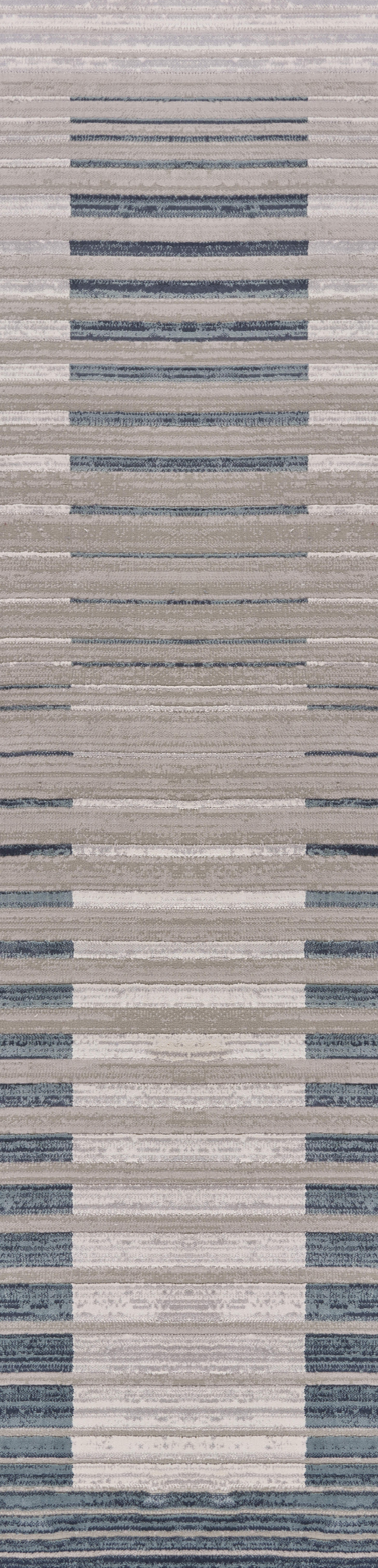 8' Ivory And Blue Abstract Runner Rug-515989-1