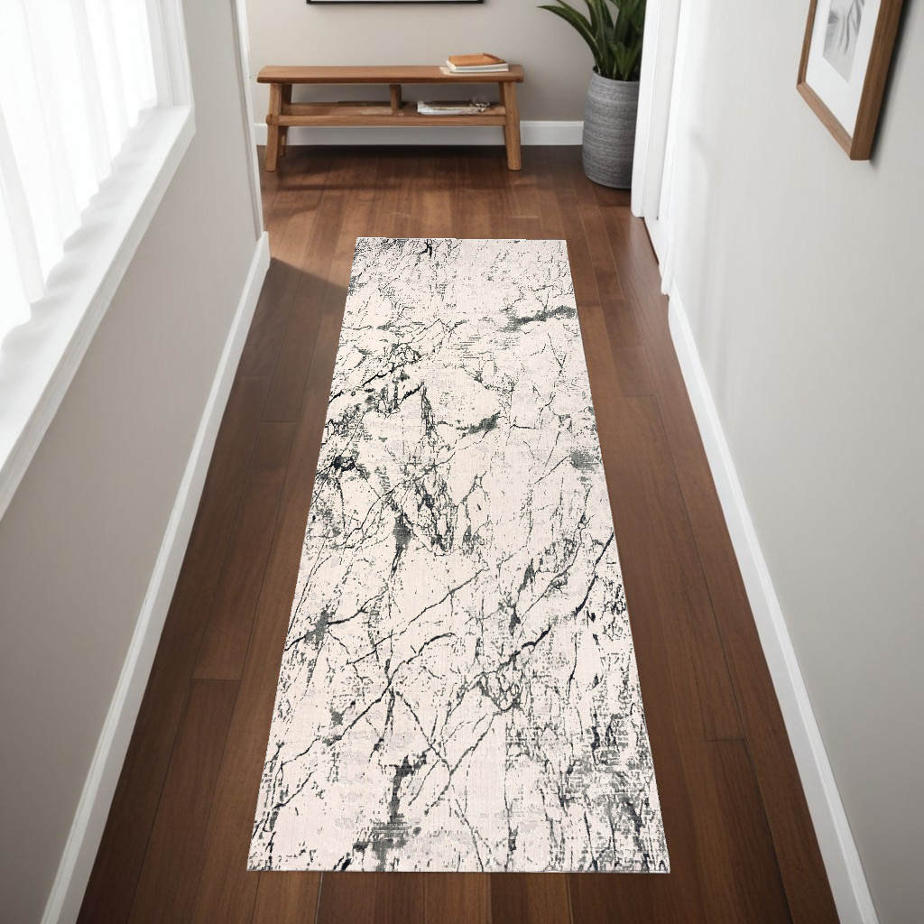 8" Ivory Abstract Area Rug