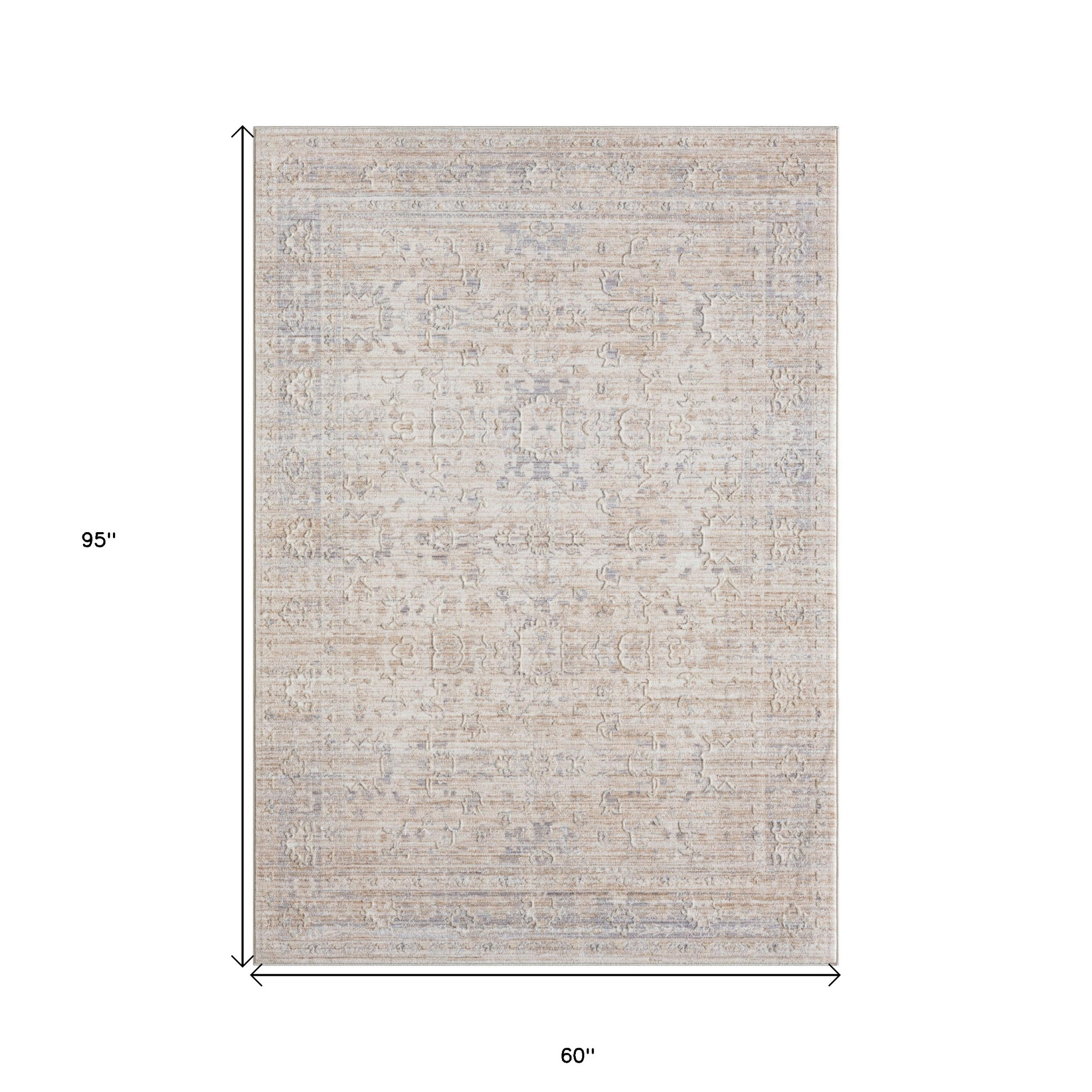 5" X 8" Gray Botanical Area Rug