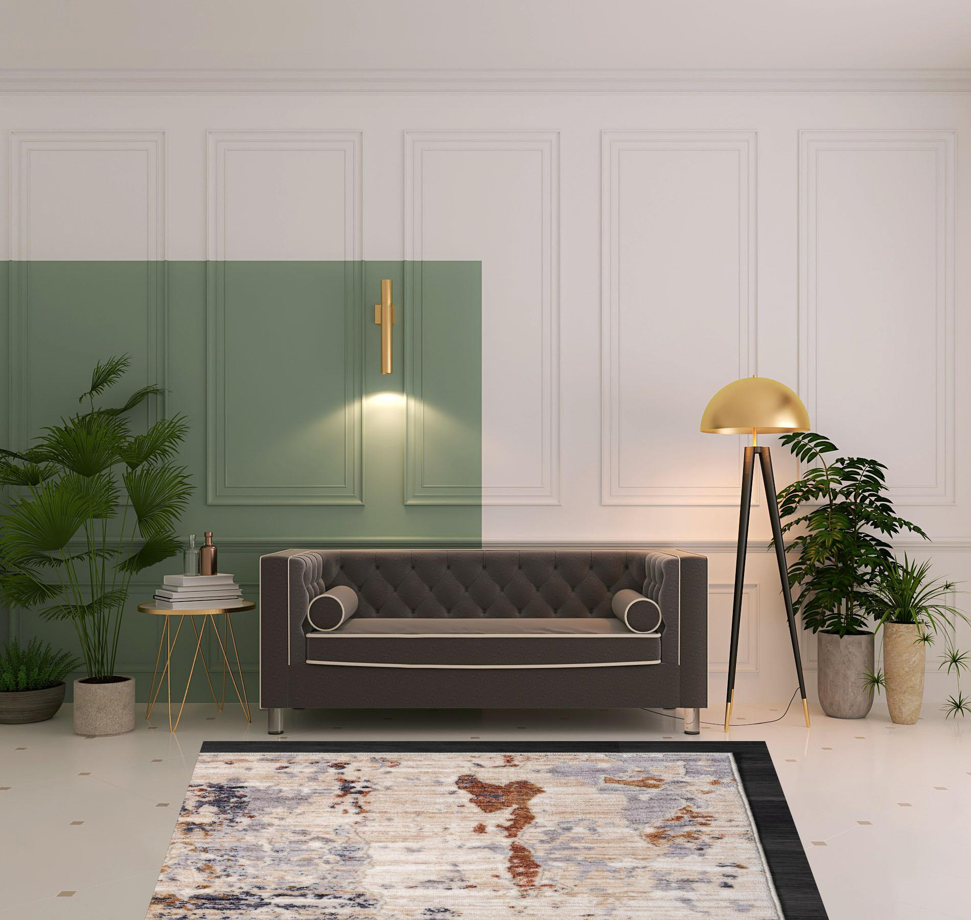 5 X 8 Beige Abstract Area Rug
