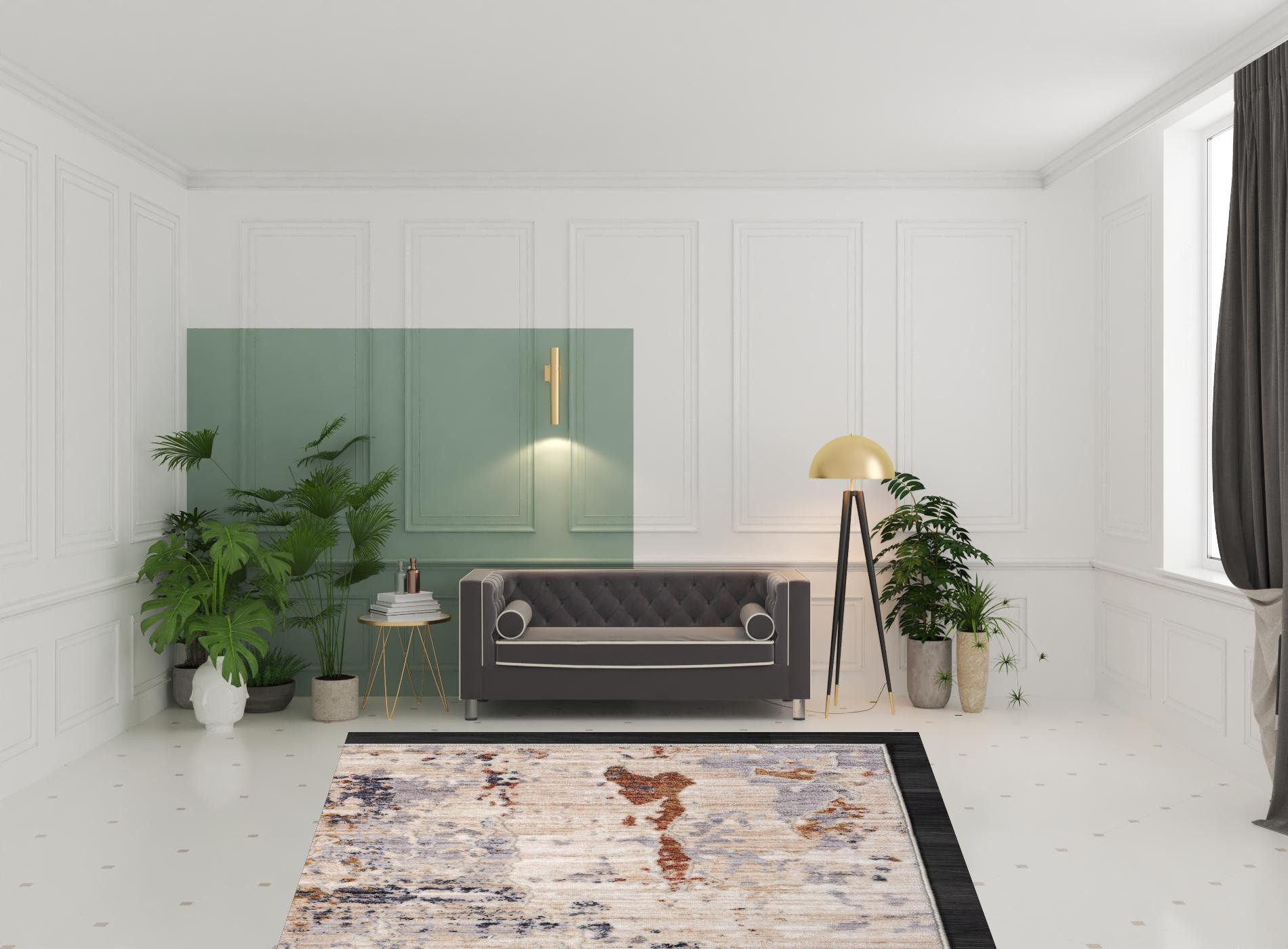 8" X 10" Beige Abstract Area Rug