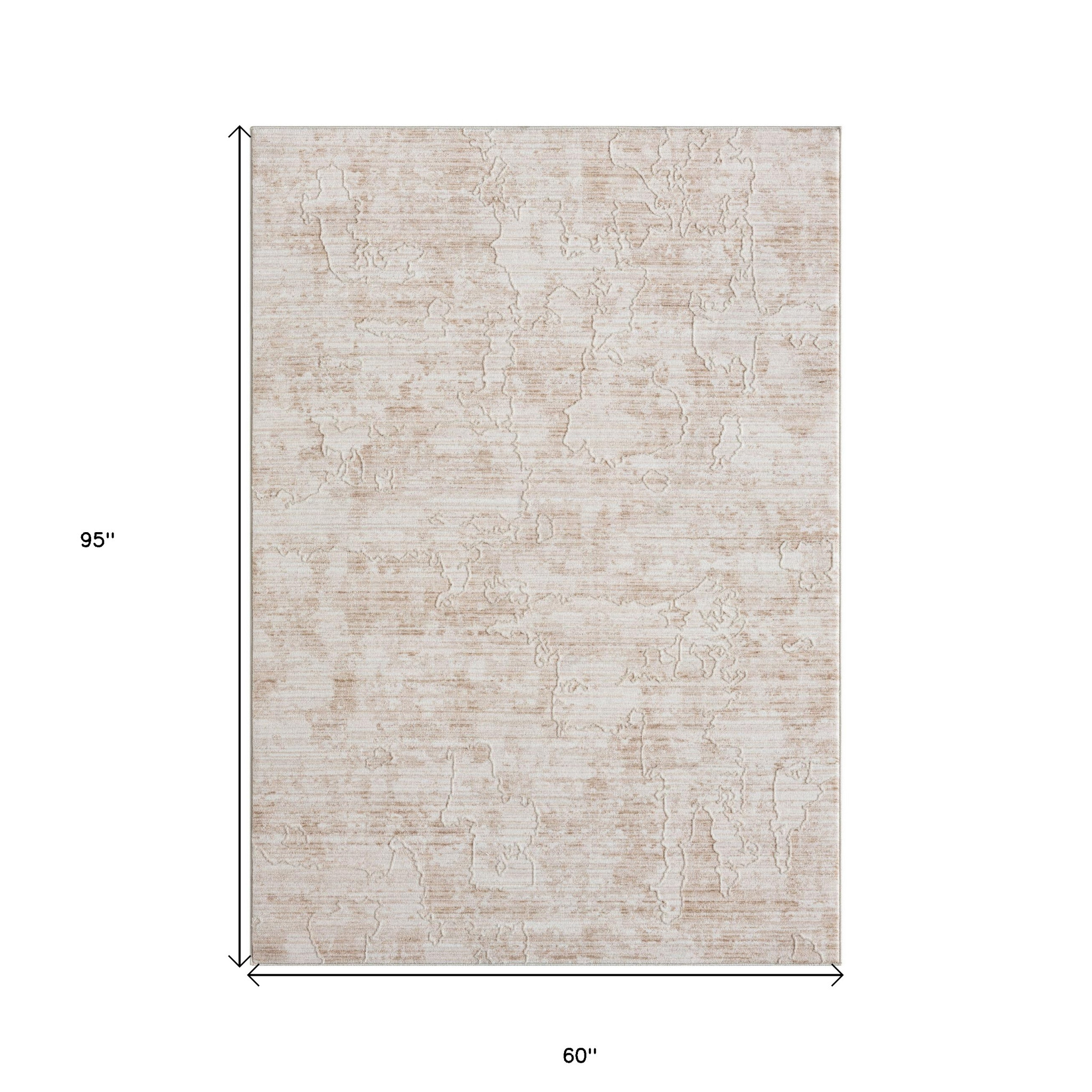 5" X 8" Beige Abstract Area Rug
