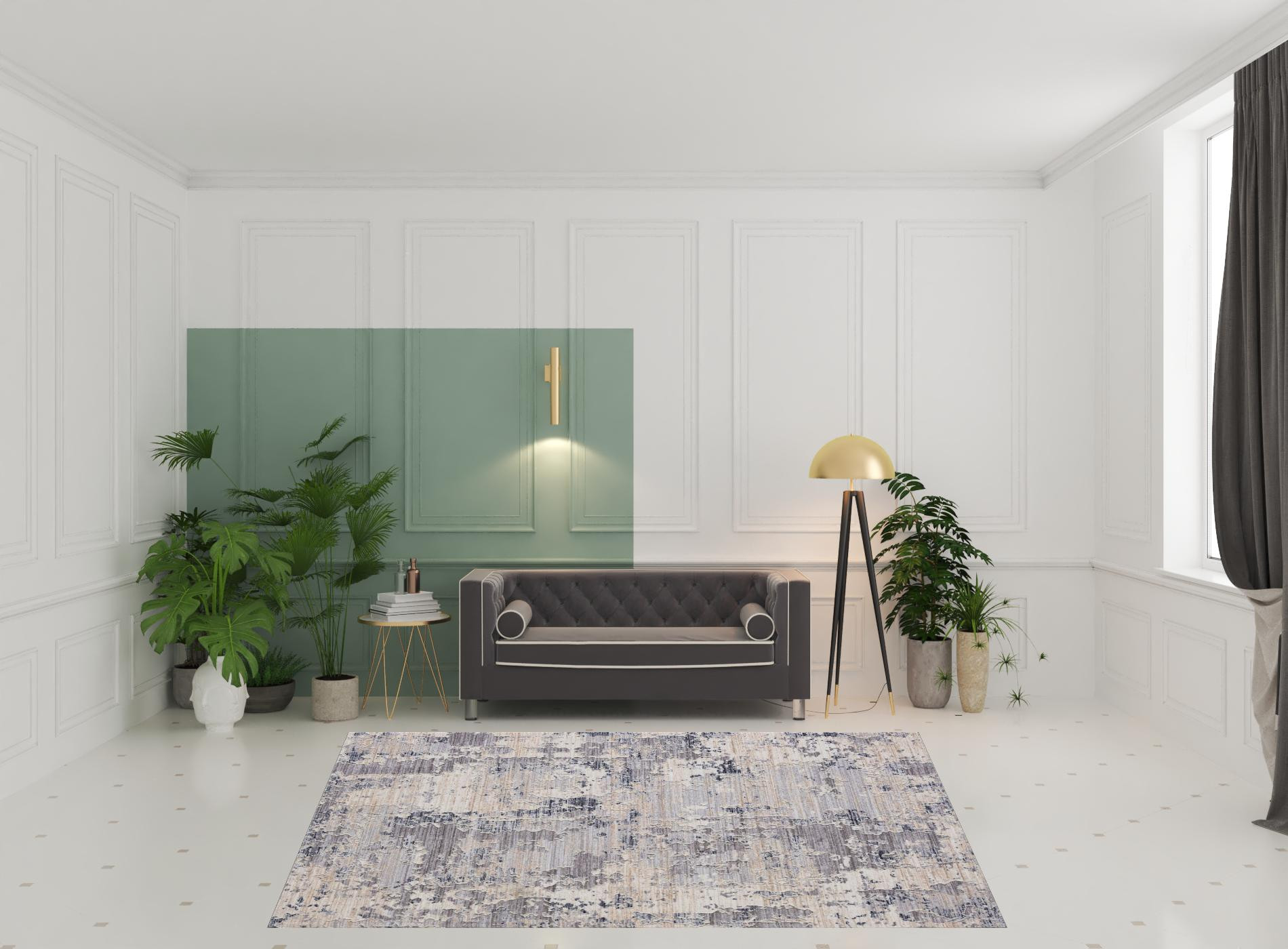 8" X 10" Gray Abstract Area Rug