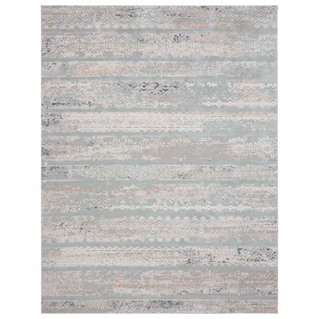 5' X 8' Blue Abstract Distressed Area Rug-516048-1