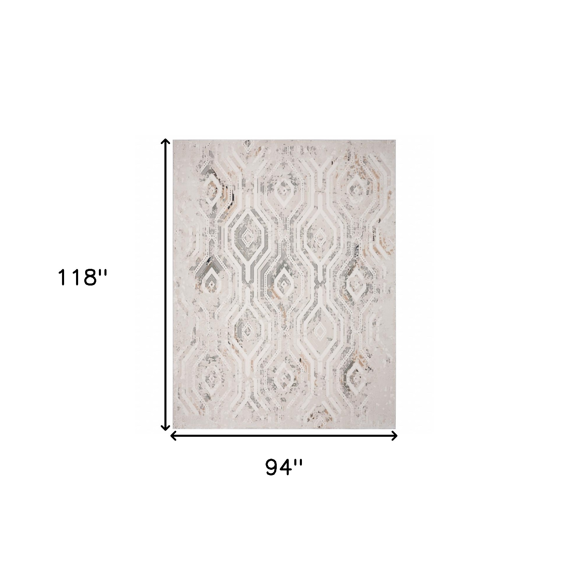 8" X 10" Cream Abstract Distressed Area Rug
