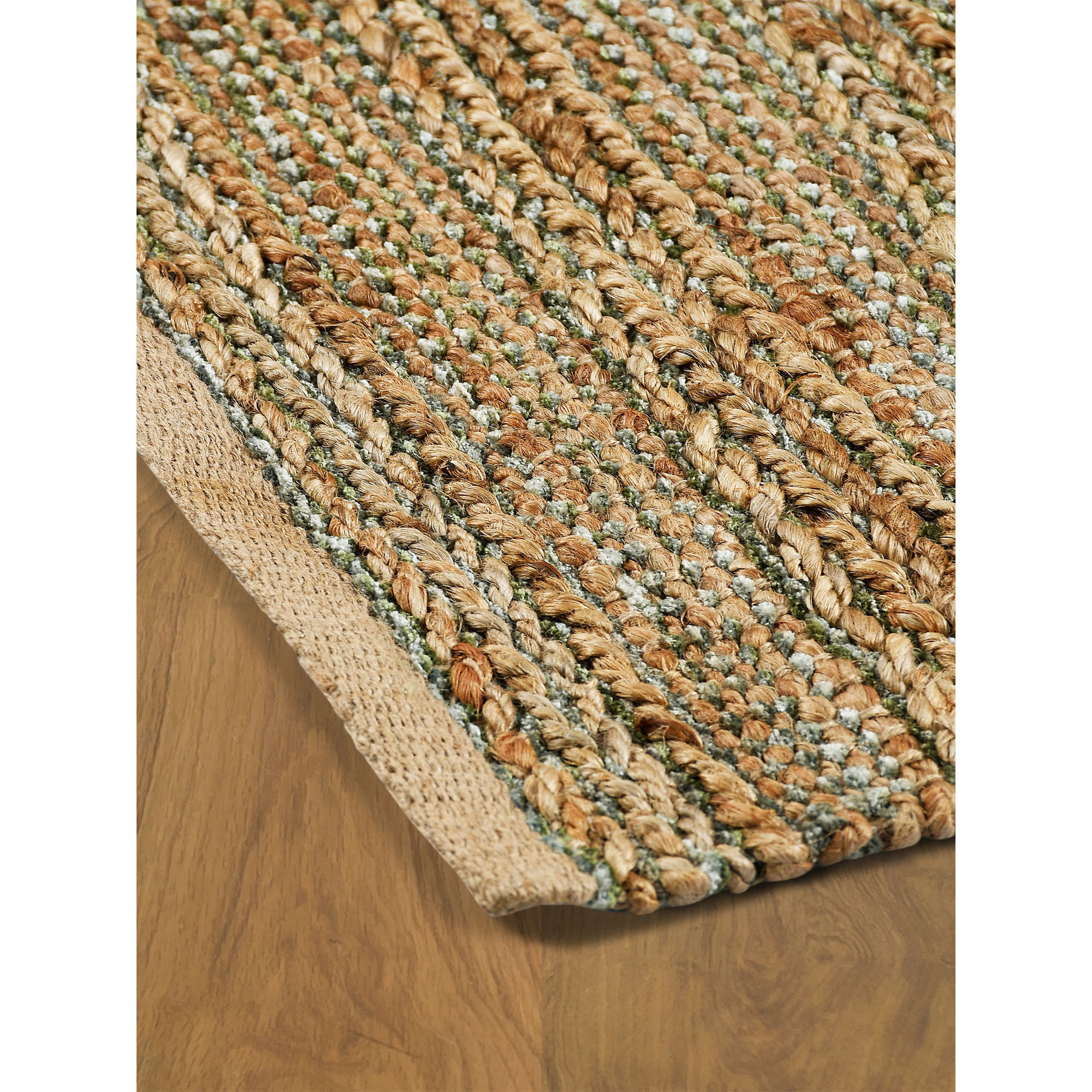 5" X 8" Green Abstract Hand Woven Non Skid Area Rug