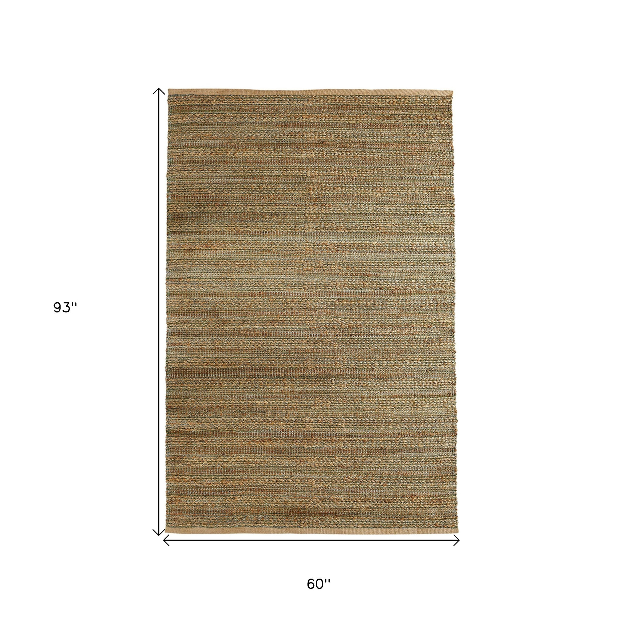 5" X 8" Green Abstract Hand Woven Non Skid Area Rug