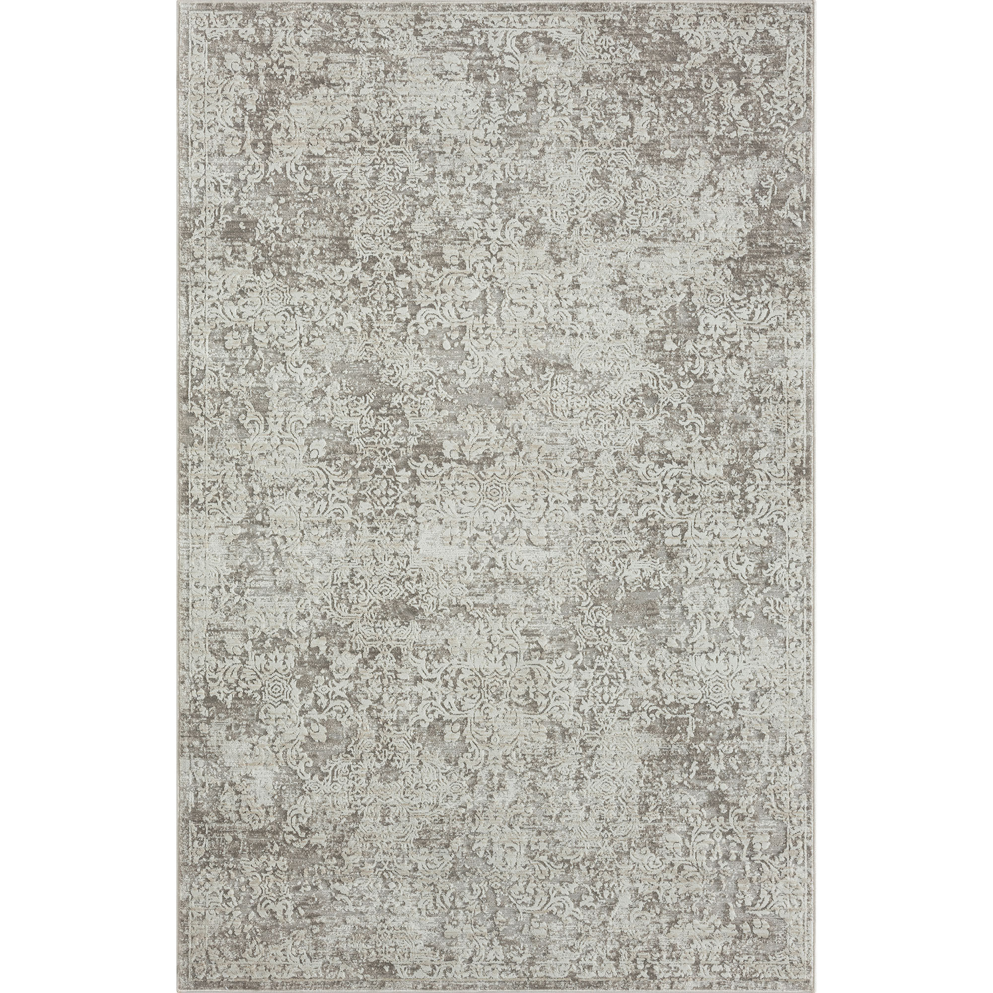 2" X 3" Gray Abstract Distressed Area Rug