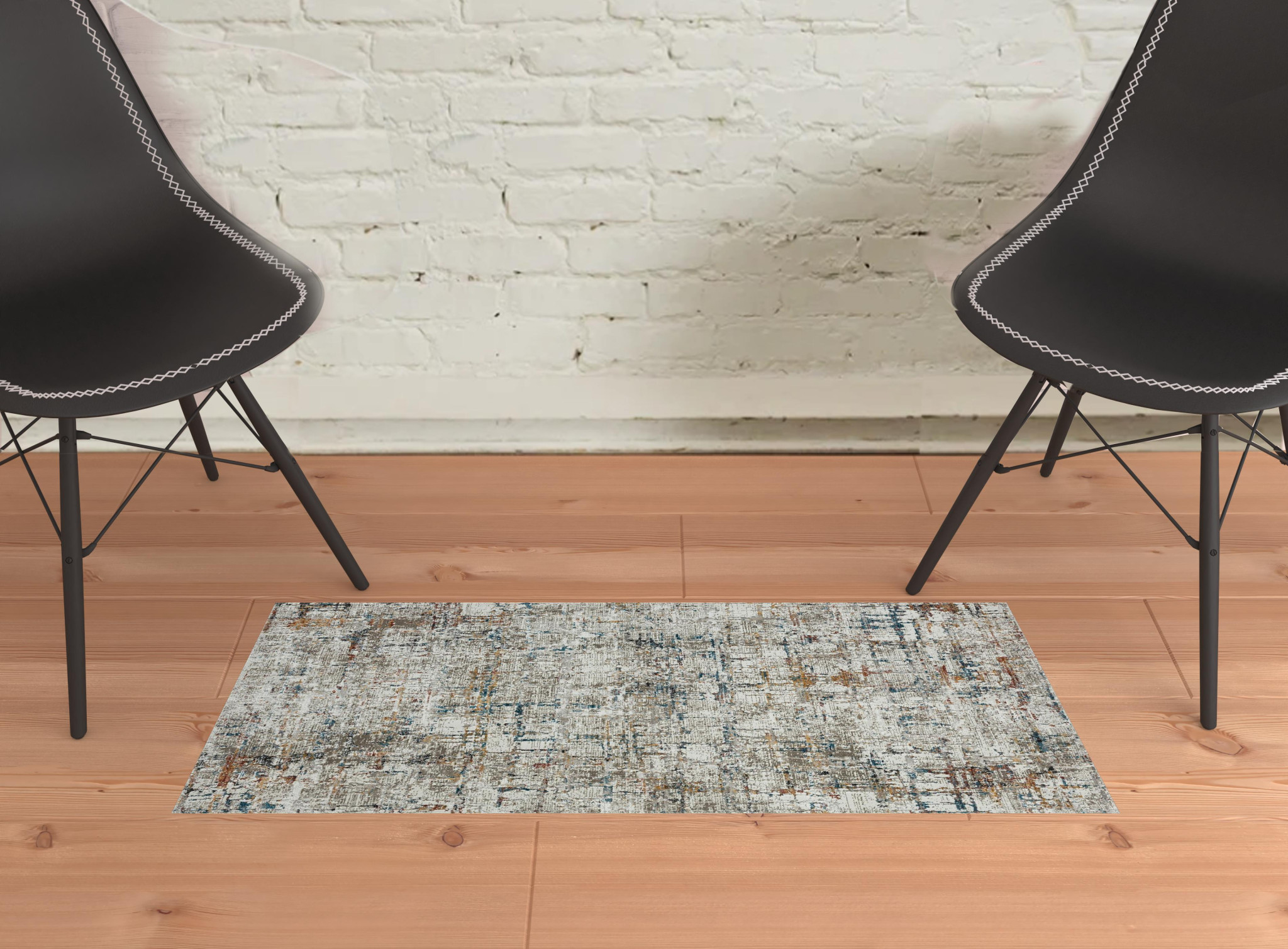 2 X 3 gray Abstract Distressed Area Rug