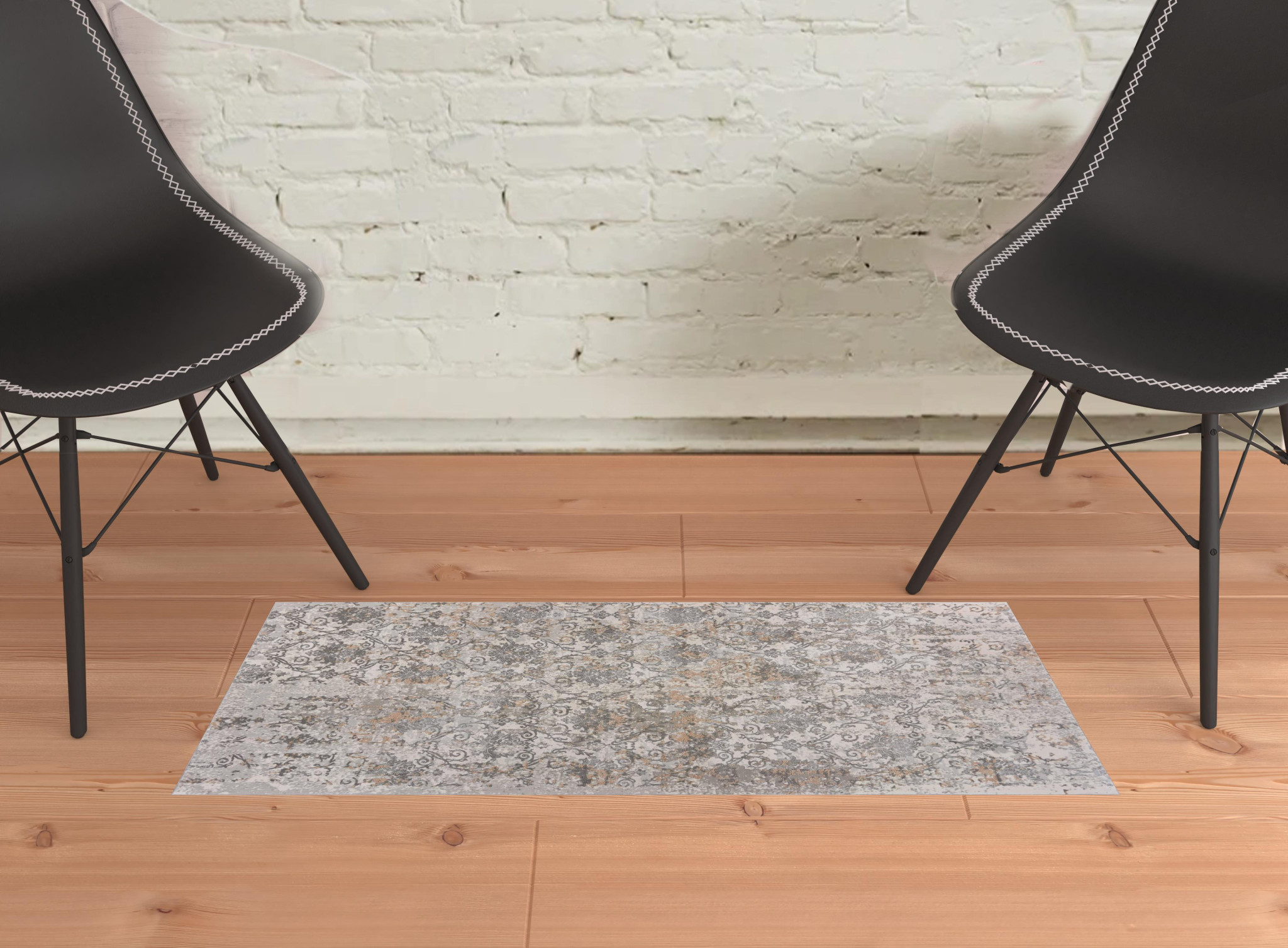 2 X 3 cream Abstract Distressed Area Rug