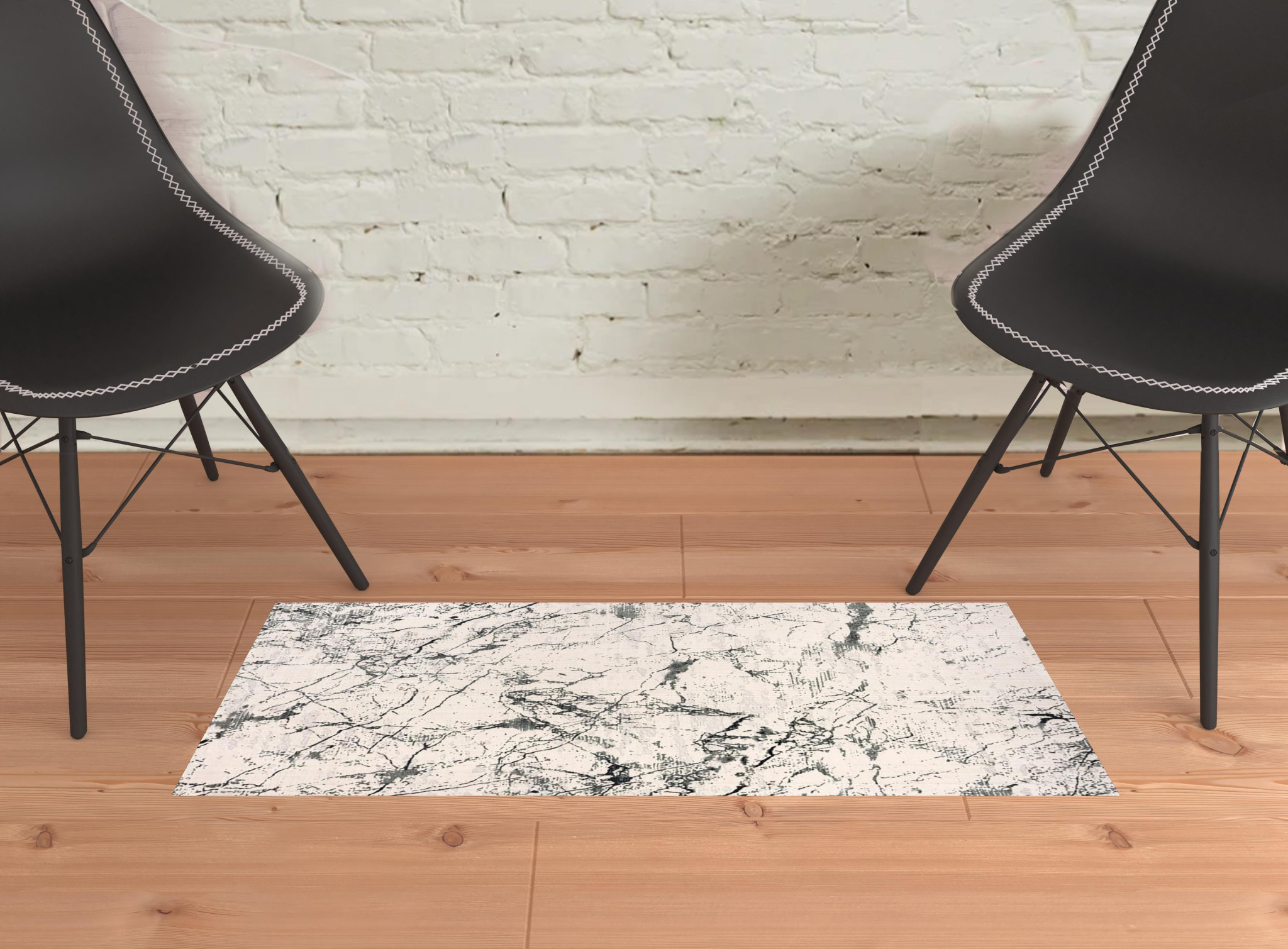2" X 3" Ivory Abstract Area Rug