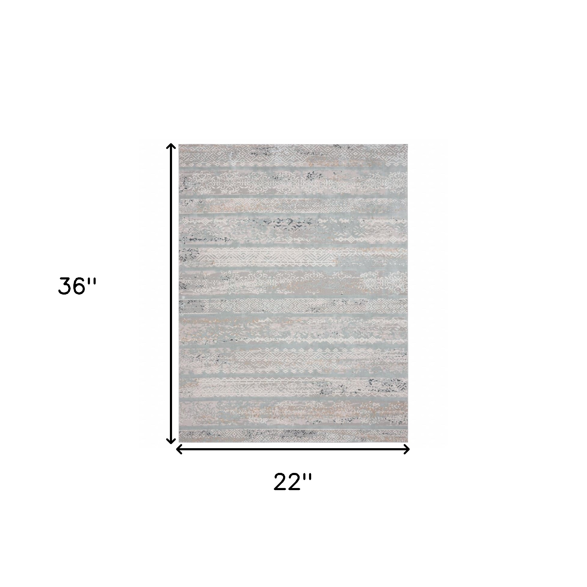 2" X 3" Blue Abstract Distressed Area Rug