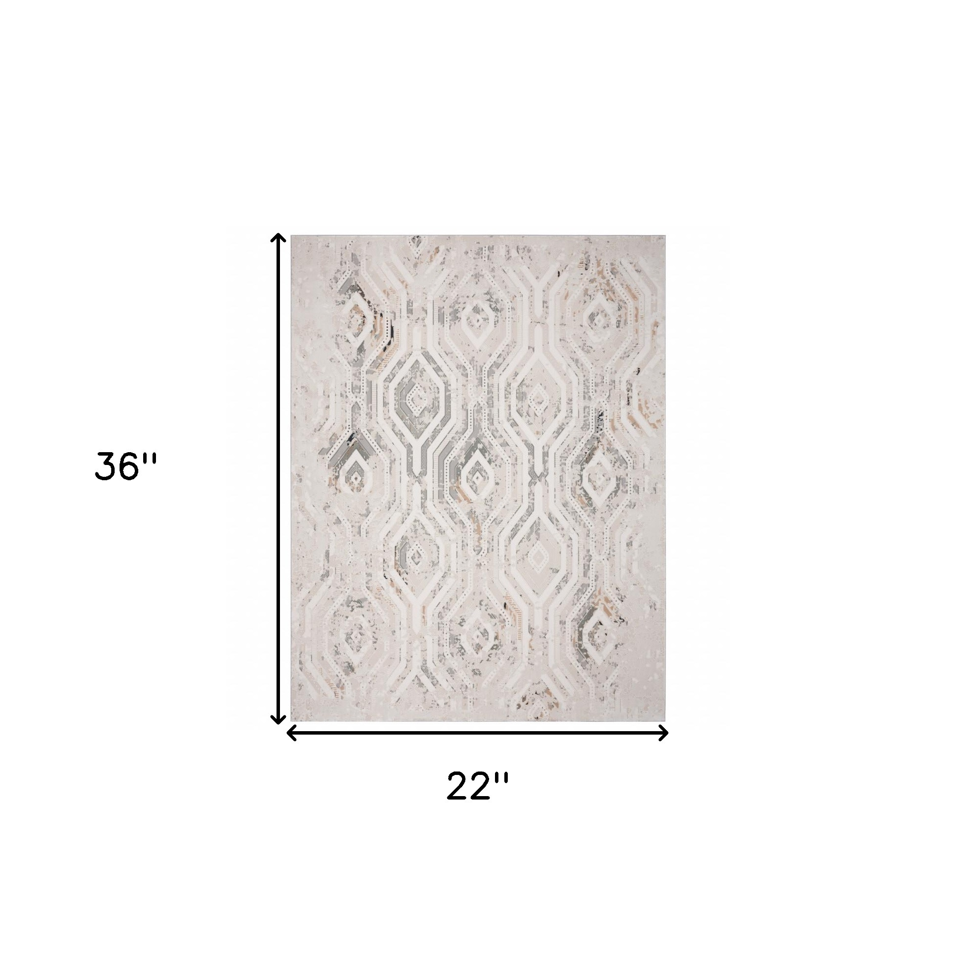 2" X 3" Cream Abstract Distressed Area Rug