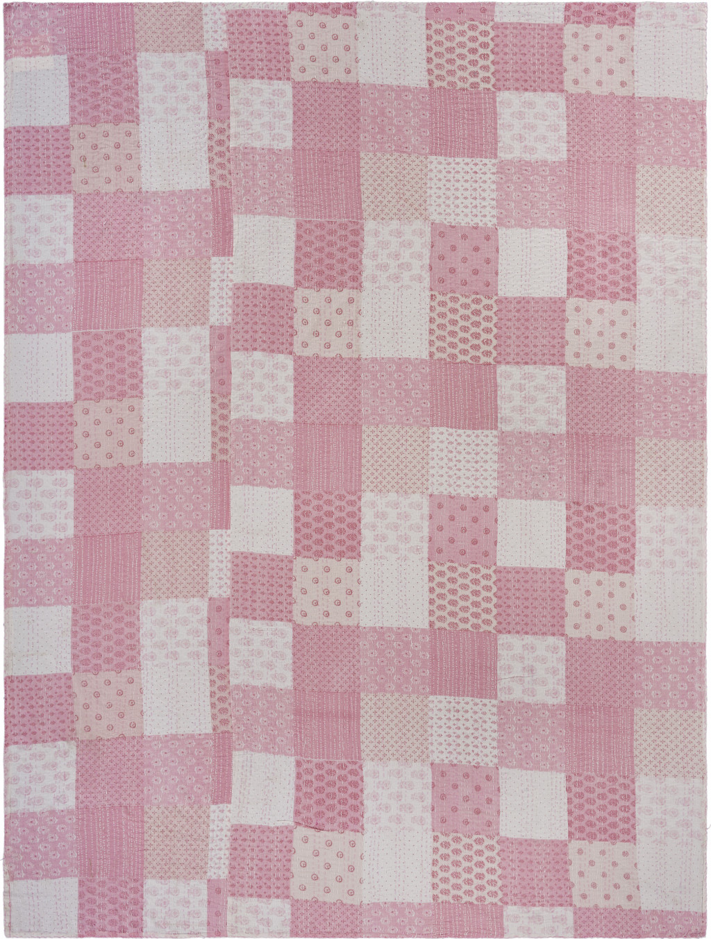 Pink Knitted Cotton Geometric Throw-516519-1