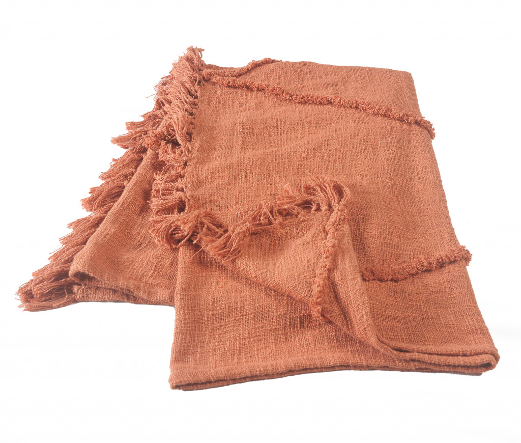 Orange Woven Cotton Solid Color Throw Blanket-516546-1