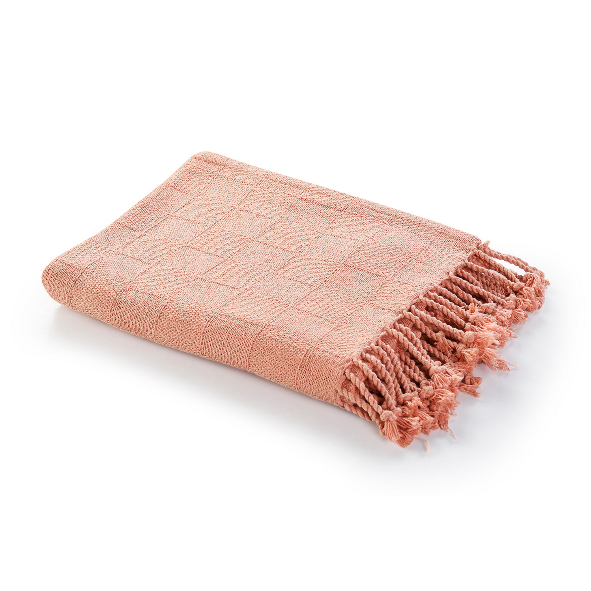 Pink Woven Cotton Solid Color Throw Blanket-516558-1
