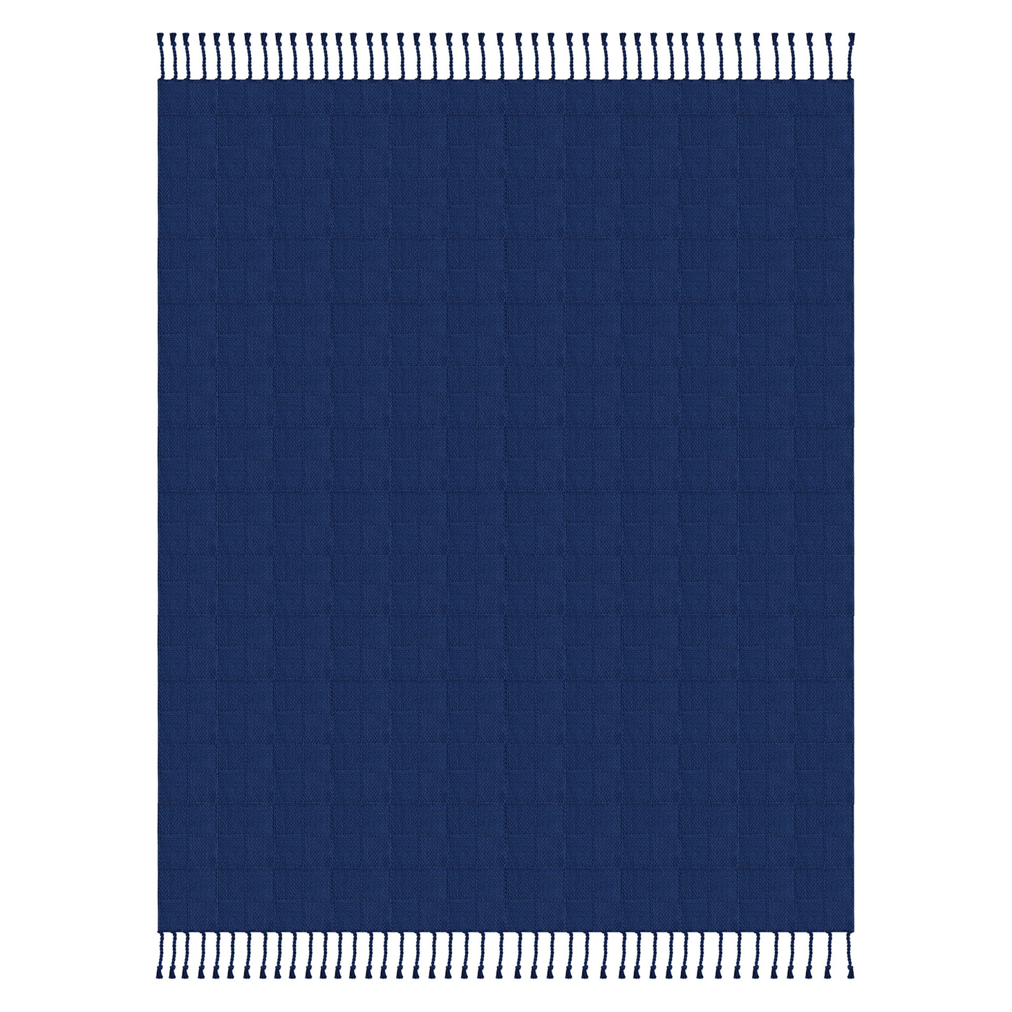 Blue Woven Cotton Solid Color Throw Blanket-516560-1