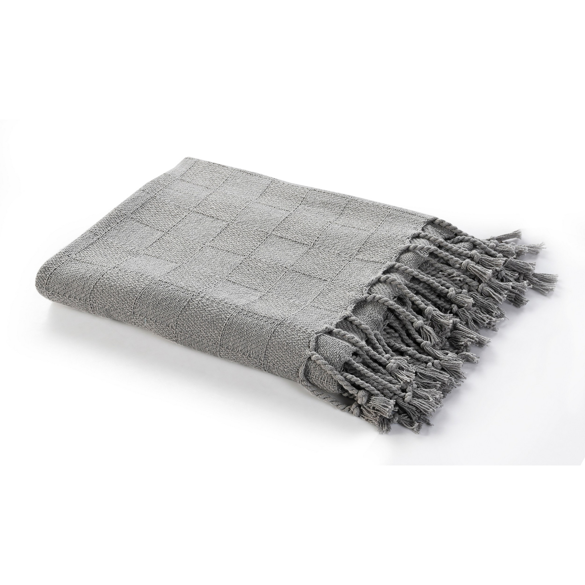 Gray Woven Cotton Solid Color Throw Blanket-516562-1