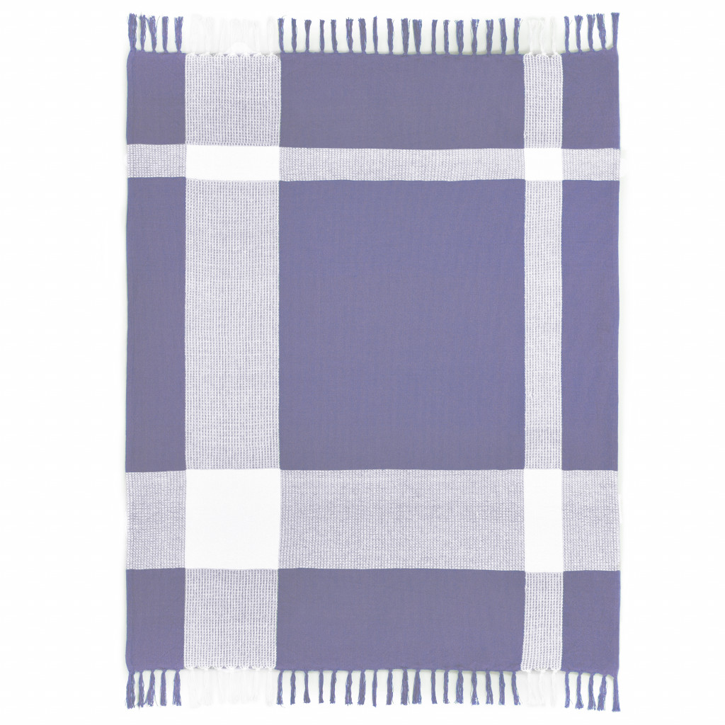 Purple Woven Cotton Checkered Throw Blanket-516573-1