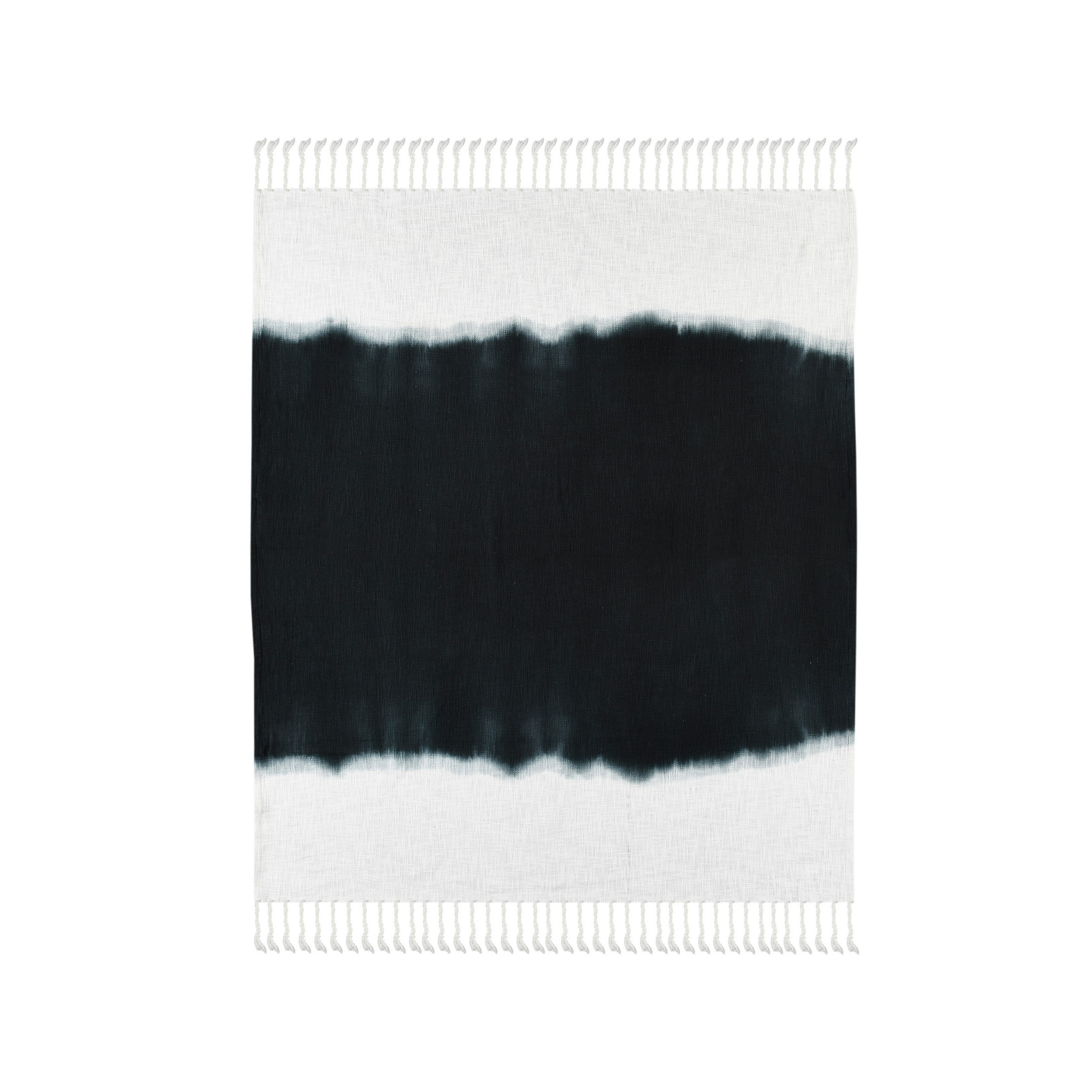 Black and White Woven Cotton Ombre Throw Blanket-516579-1