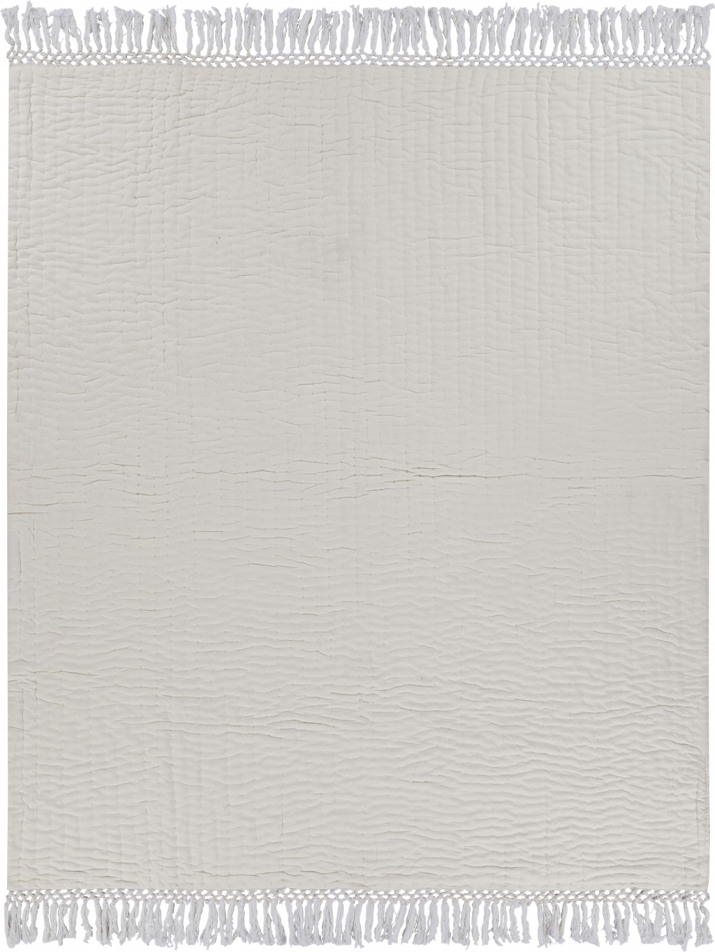 Cream Woven Cotton Solid Color Throw Blanket-516593-1
