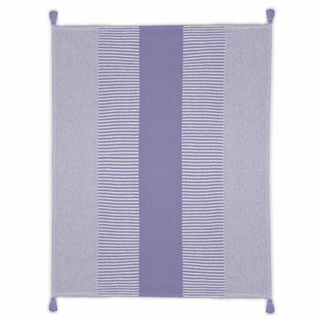 Purple Woven Cotton Striped Throw Blanket-516601-1