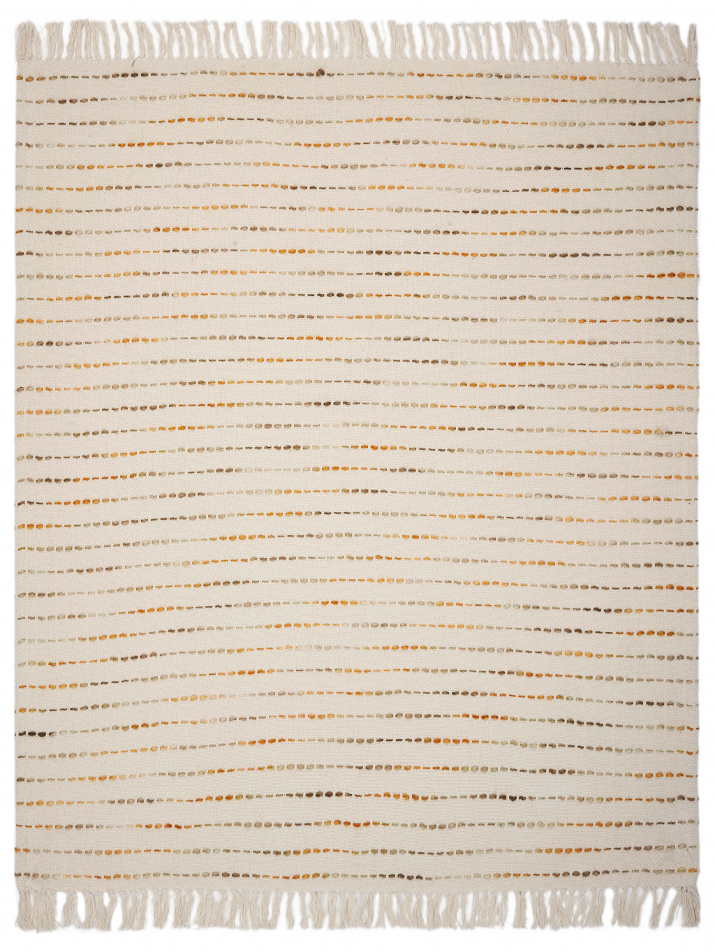 Cream Woven Cotton Striped Throw Blanket-516630-1