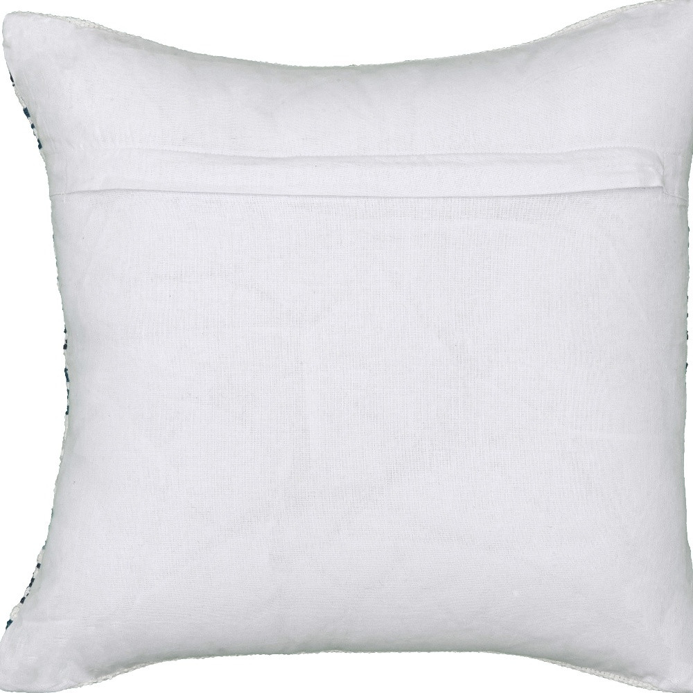 18" X 18" Blue White And Gray 100% Cotton Chevron Zippered Pillow