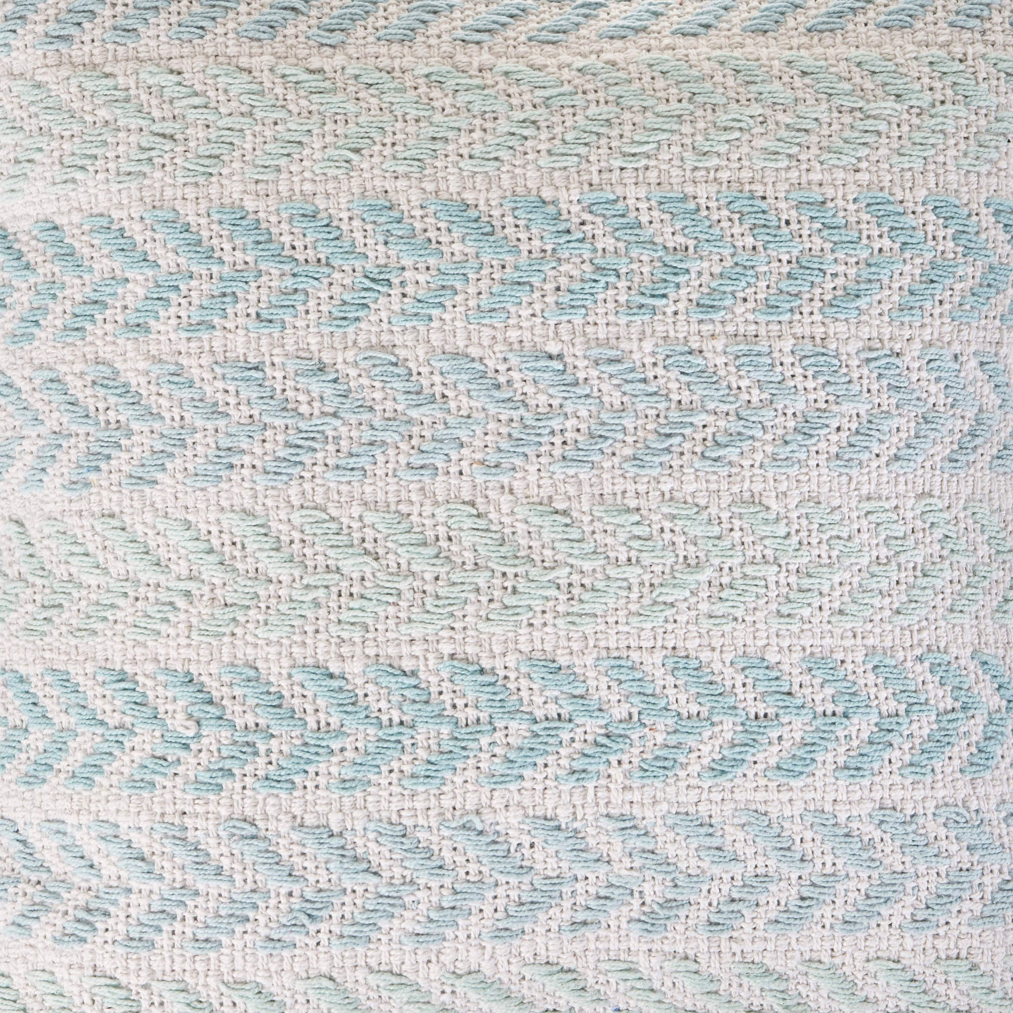 18" X 18" Light Blue And White 100% Cotton Chevron Zippered Pillow