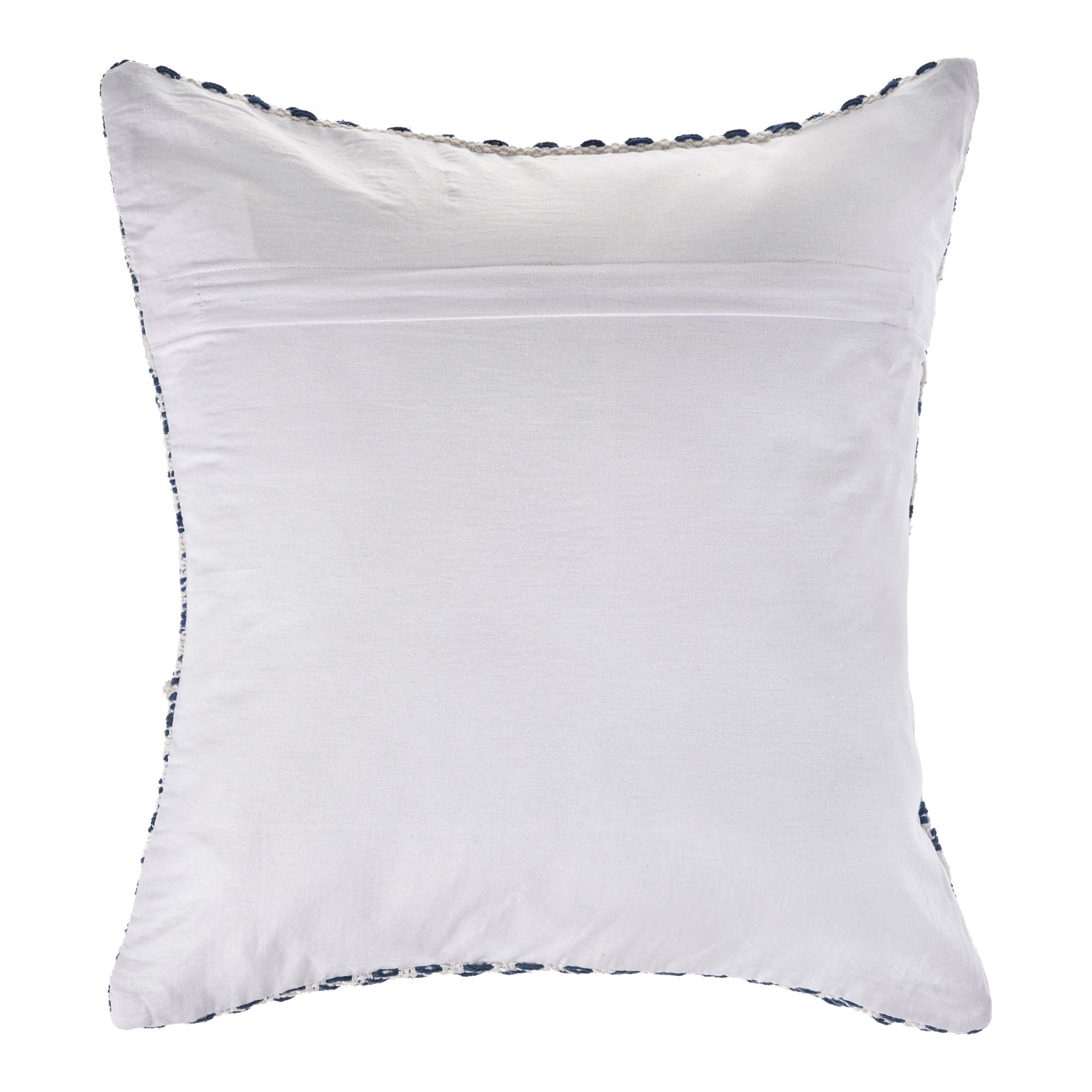 18" X 18" Blue And White 100% Cotton Chevron Zippered Pillow