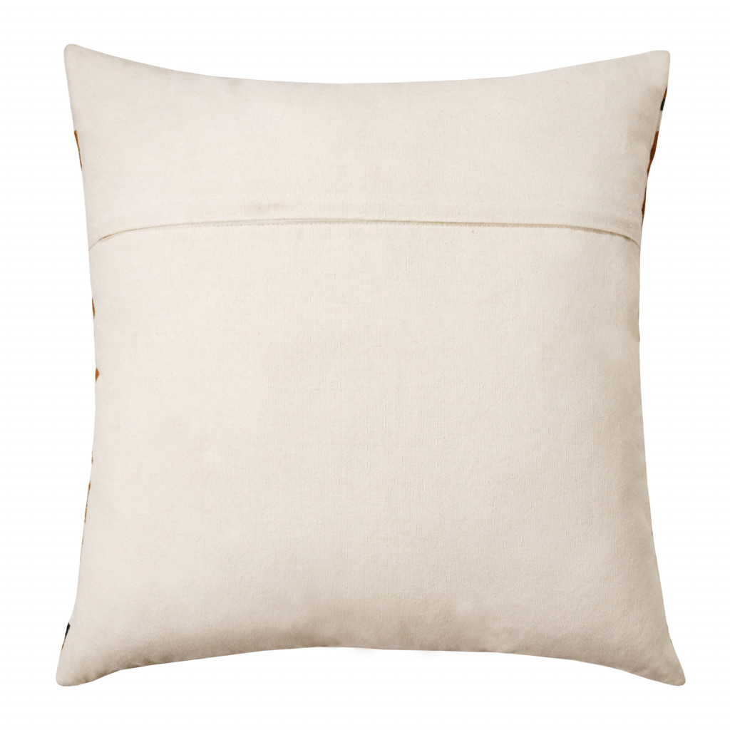 20" X 20" Orange White And Black 100% Cotton Geometric Zippered Pillow