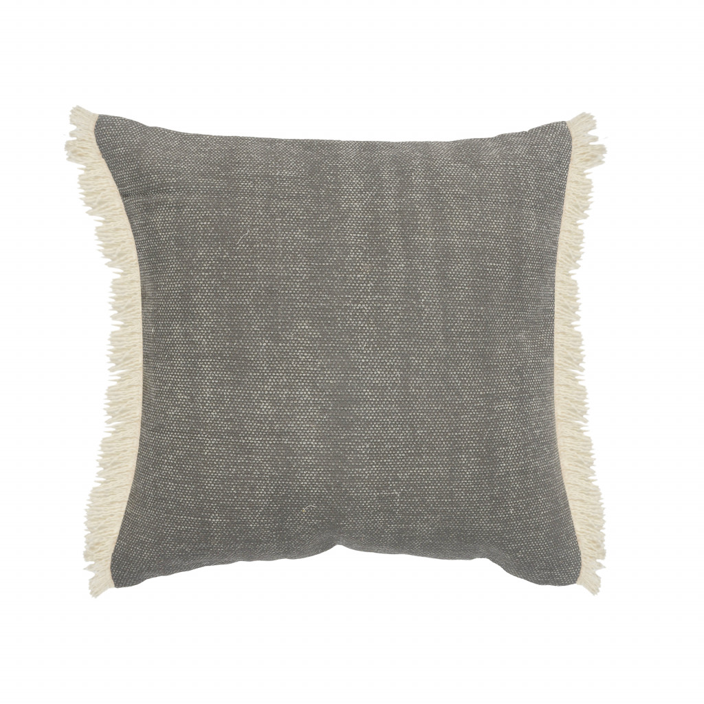 20" X 20" Gray And Ivory 100% Cotton Zippered Pillow