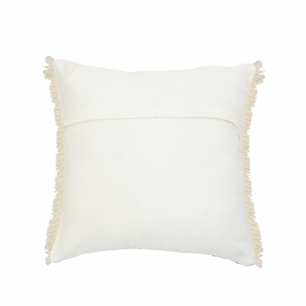 20" X 20" Gray And Ivory 100% Cotton Zippered Pillow