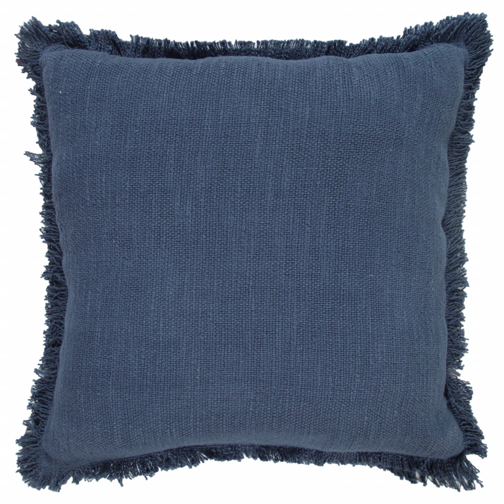 20" X 20" Navy Blue 100% Cotton Zippered Pillow-516681-1