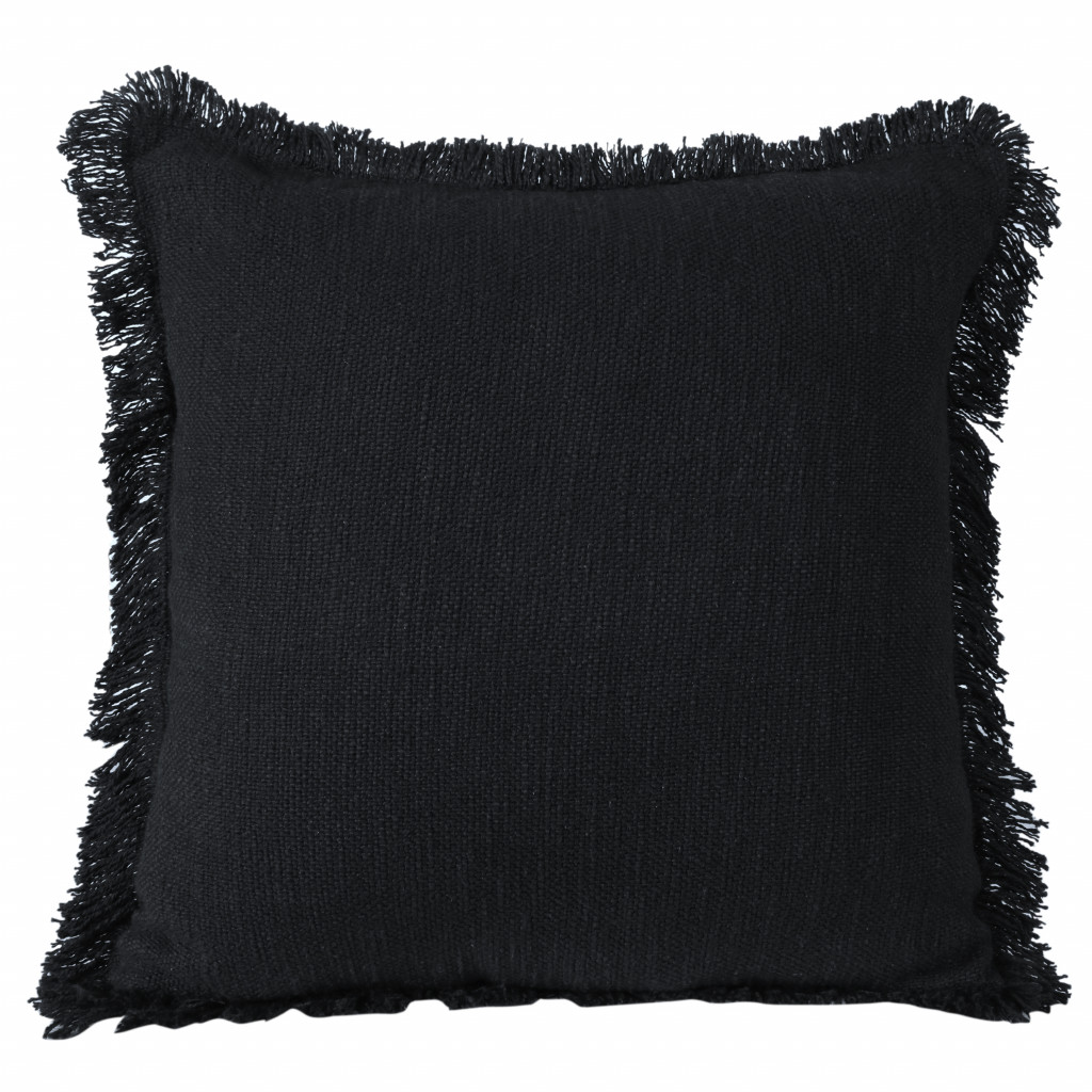 20" X 20" Jet Black 100% Cotton Zippered Pillow-516685-1