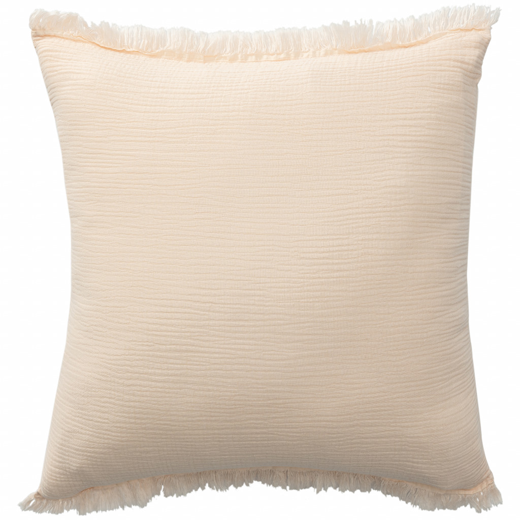 20" X 20" Peach And Cream 100% Cotton Zippered Pillow-516702-1