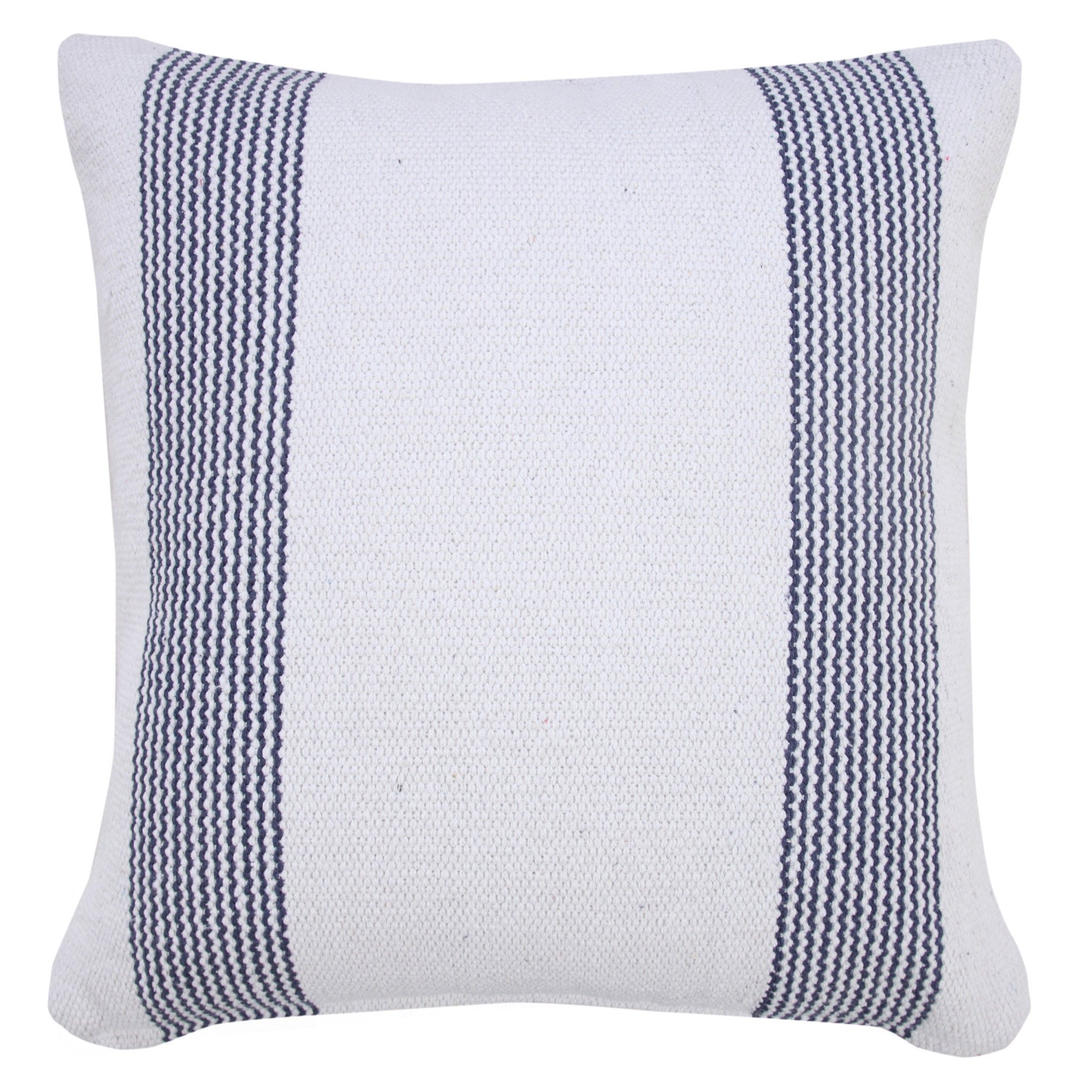 20" X 20" Pale Blue And White 100% Cotton Geometric Zippered Pillow-516713-1